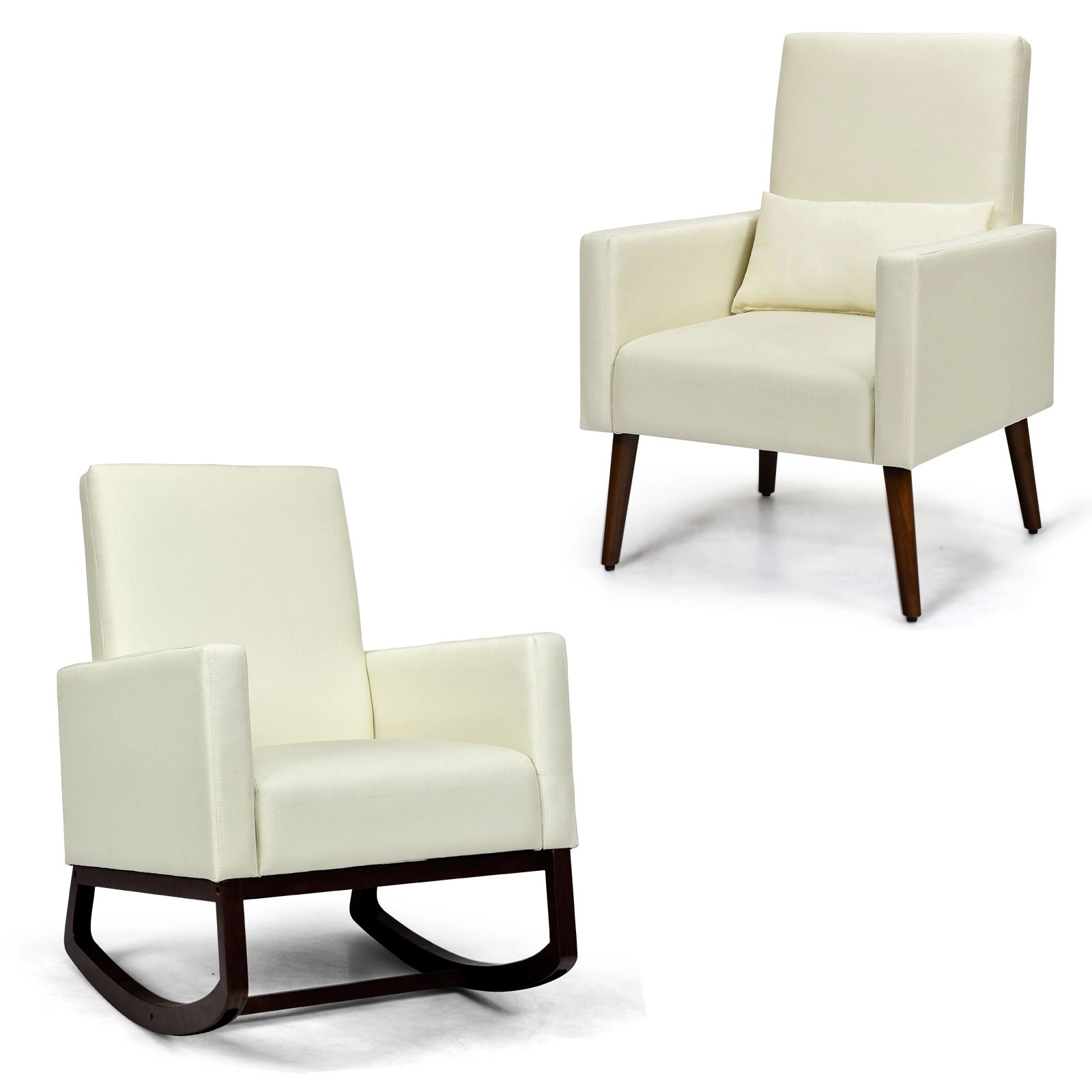 SlickBlue Unisex Rocking Accent Chair, 2-in-1 Linen Armchair