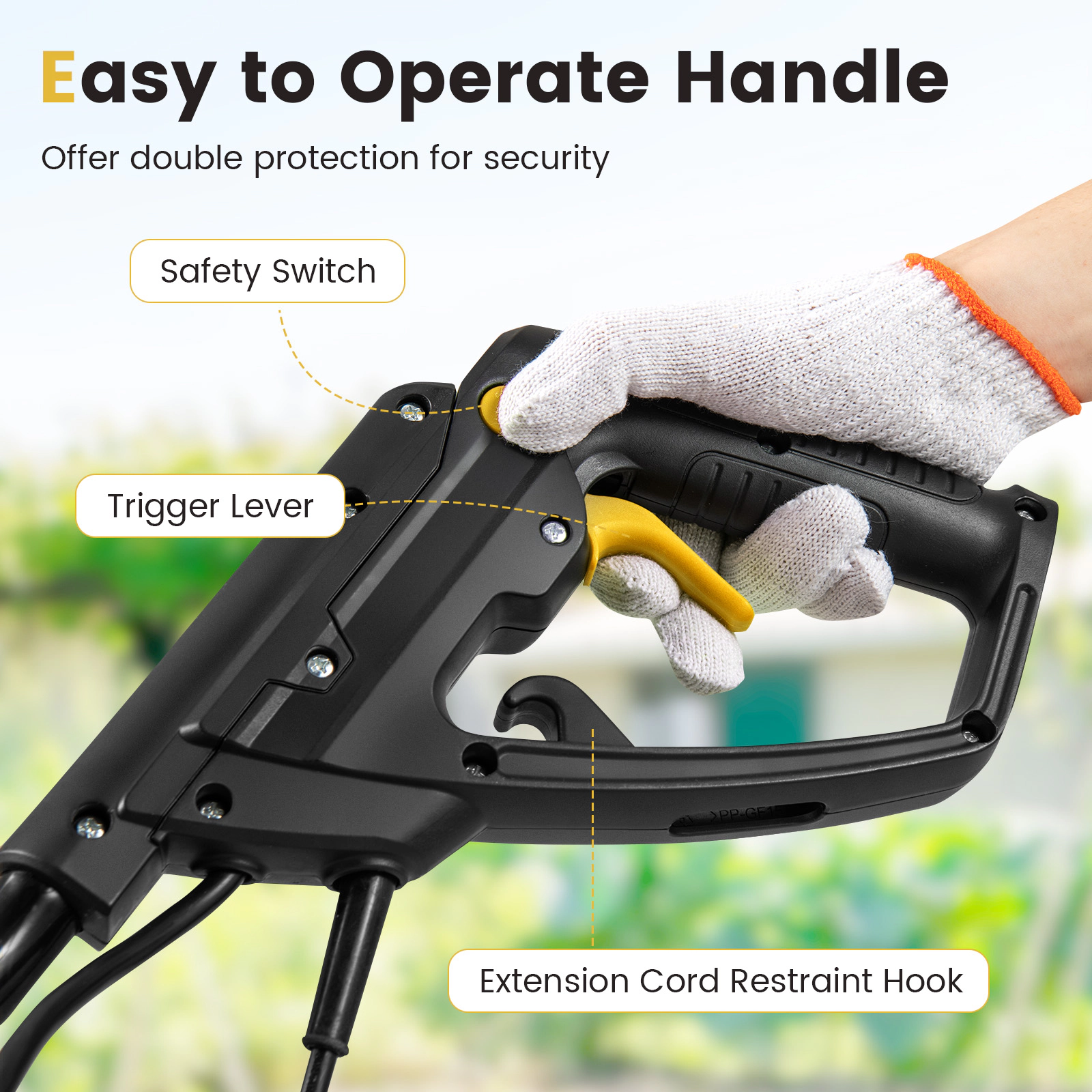 SUGIFT 10-Amp Corded Electric Tiller Cultivator with 14-in Working Width 9-in Depth and Safety Lock