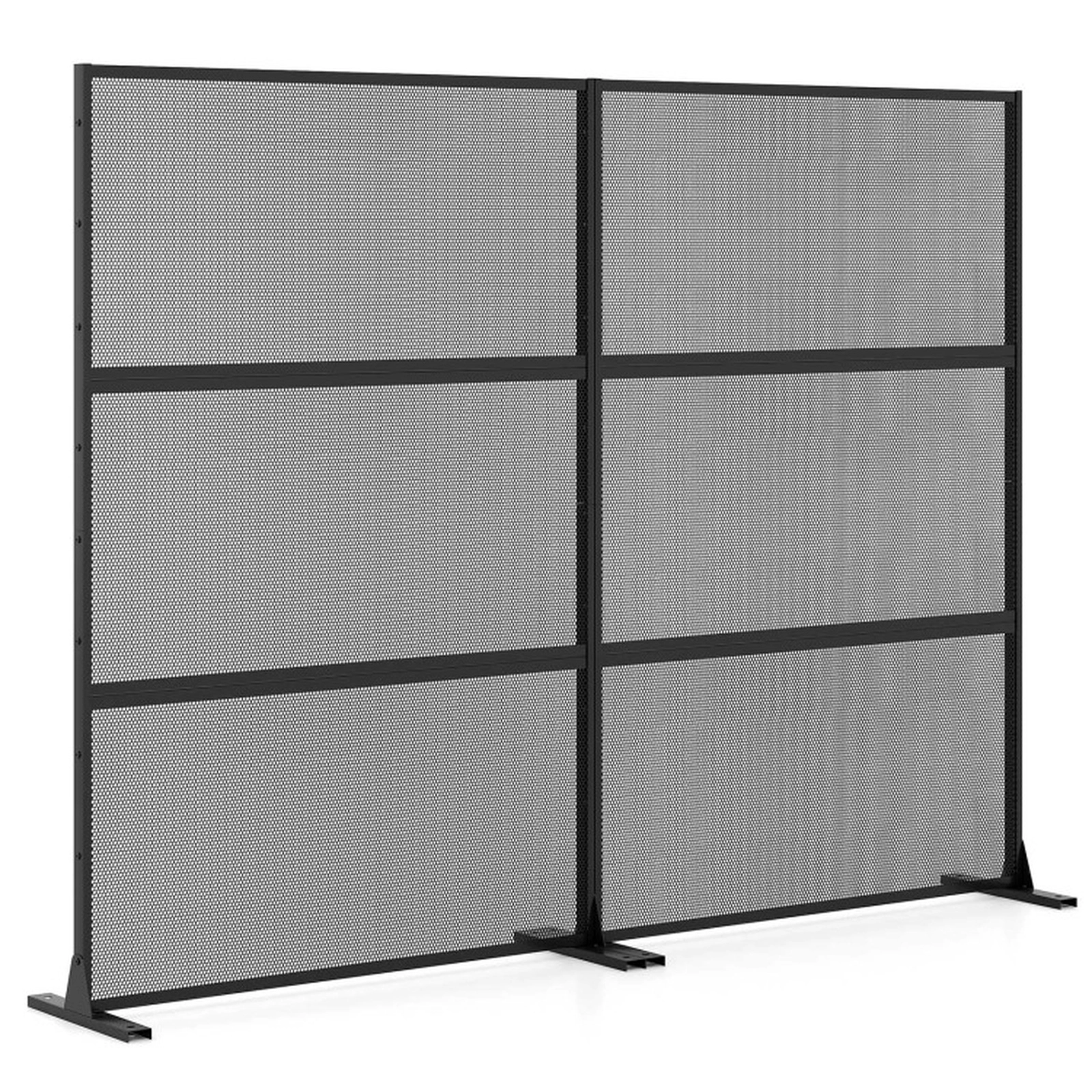 SUGIFT Black Set of 2 72-in Tall Freestanding Outdoor Metal Privacy Screen Panels with Expansion Bolts