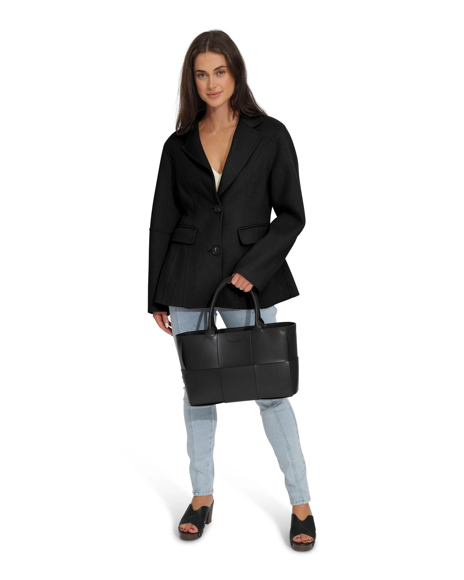 Belle & Bloom Womens Stuck On You Wool Blend Cinched Waist Blazer