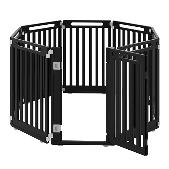 SUGIFT Black 31.5 Inch HDPE for Indoor and Outdoor 8-Panel Dog Playpen Pet Fence