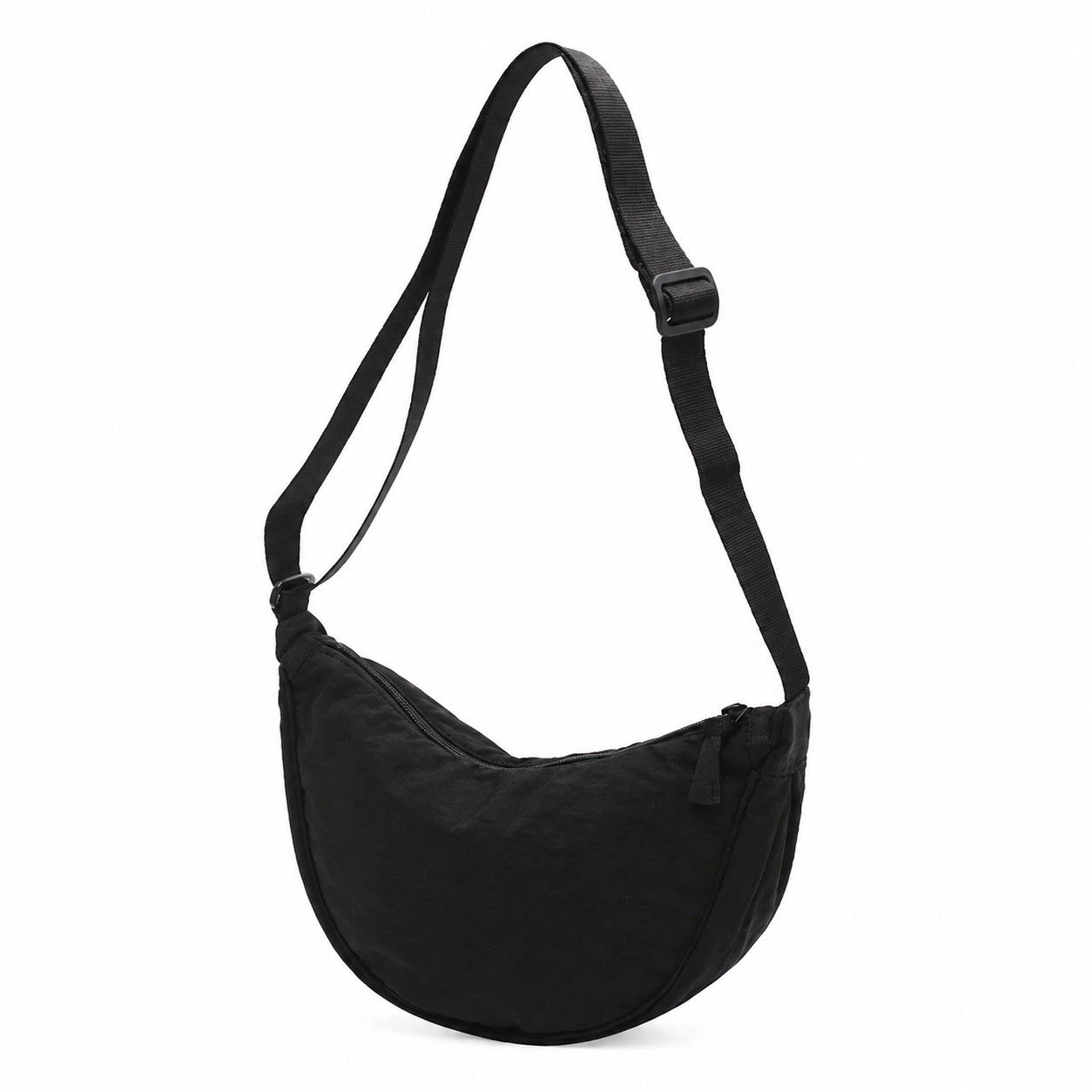 Alilang Women's Nylon Crescent Crossbody Bag with Adjustable Strap Lightweight Casual Shoulder Bag, Black