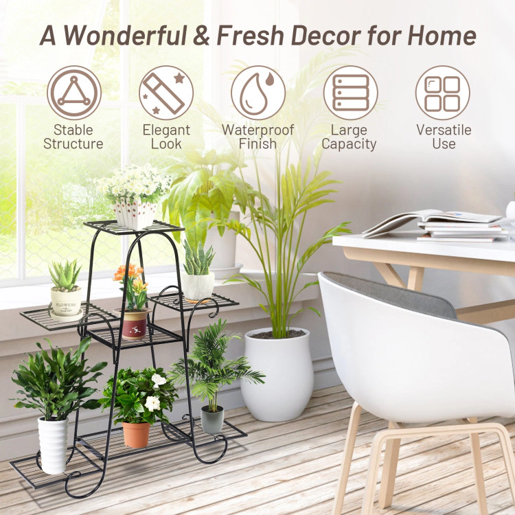 Hivvago 7-Tier Metal Plant Stand For Patio And Garden