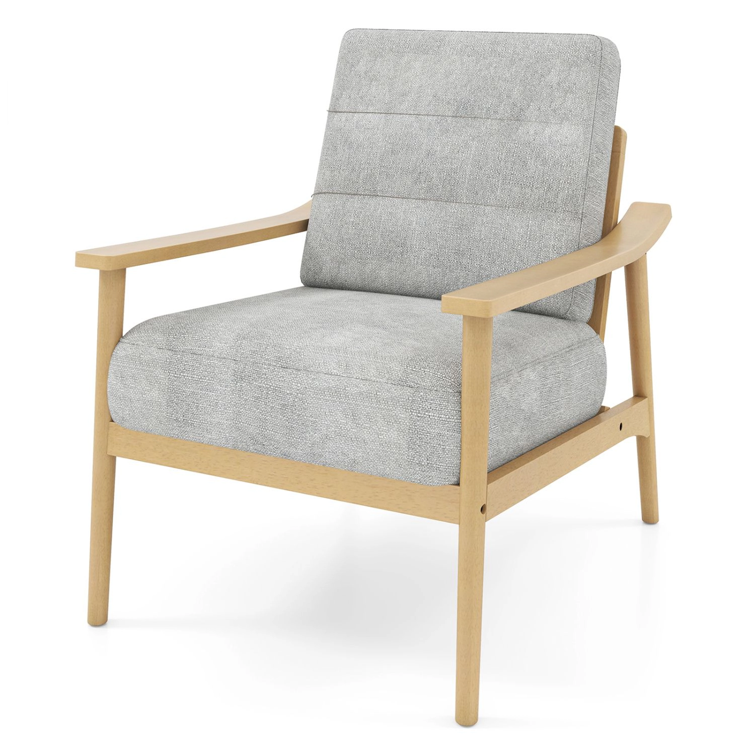 SlickBlue Gray Accent Chair with Wide Seat, Padded Cushion & Armrests