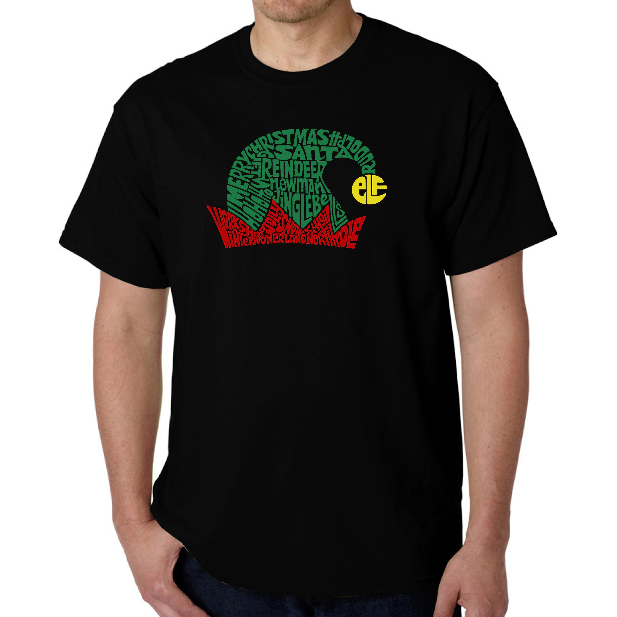 LA Pop Art Men's Word T-Shirt - Christmas Elf Hat