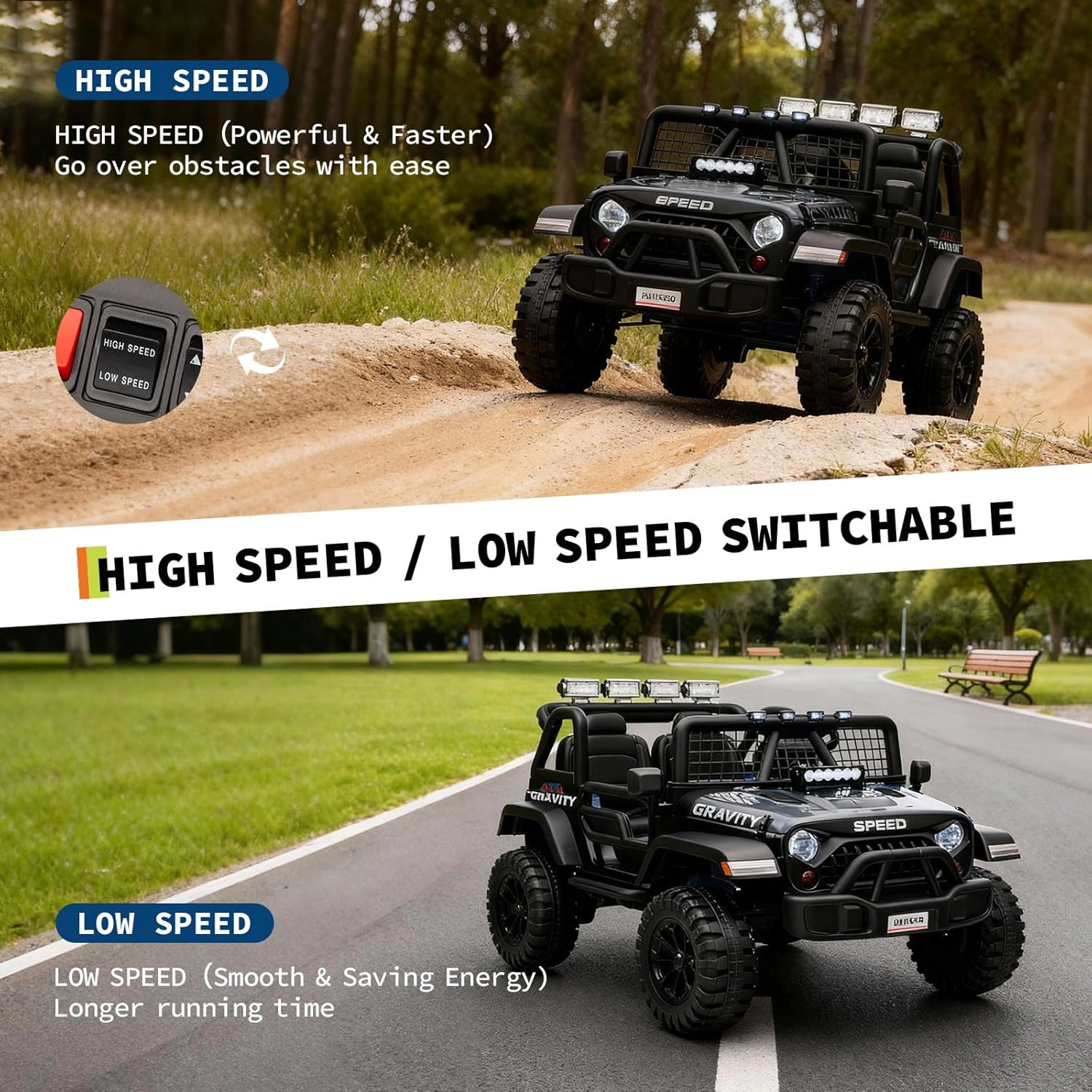 24V 2-Seater Kids Ride On Truck, Electric Car w/ Remote, 4WD, LED Lights, Music, 7Ah Battery & 2 Speeds