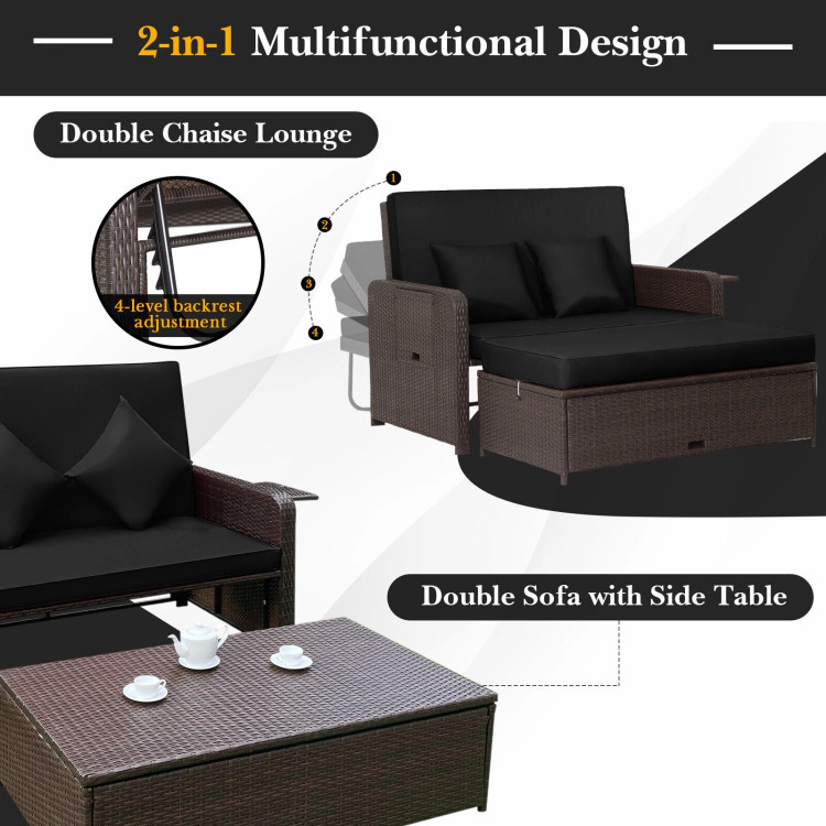 Hivvago Premium Adjustable Outdoor Patio Daybed Set With Cushions And Storage Ottoman