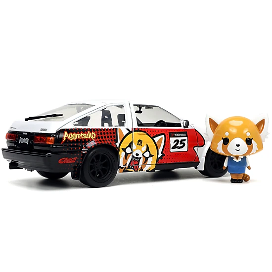 Jada Collectible 1986 Toyota Trueno (Ae86) Rhd (Right Hand Drive) #25 White With Graphics And Aggretsuko Diecast Figure
