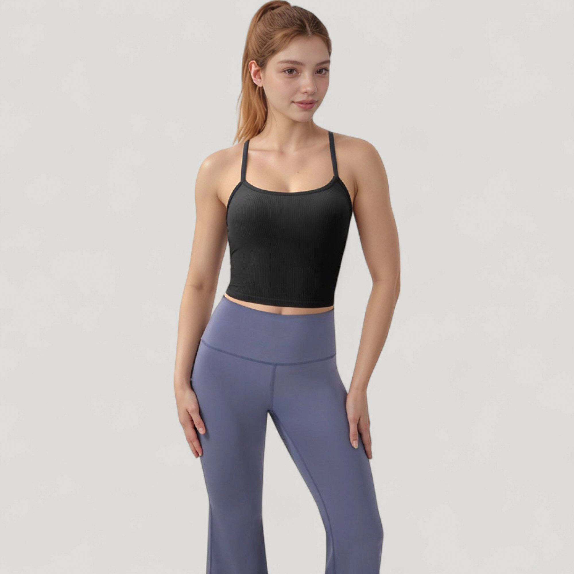 Anna-Kaci Women's Ribbed Cropped Tank with Strappy Back and Stretch Fit for Lightweight Layering