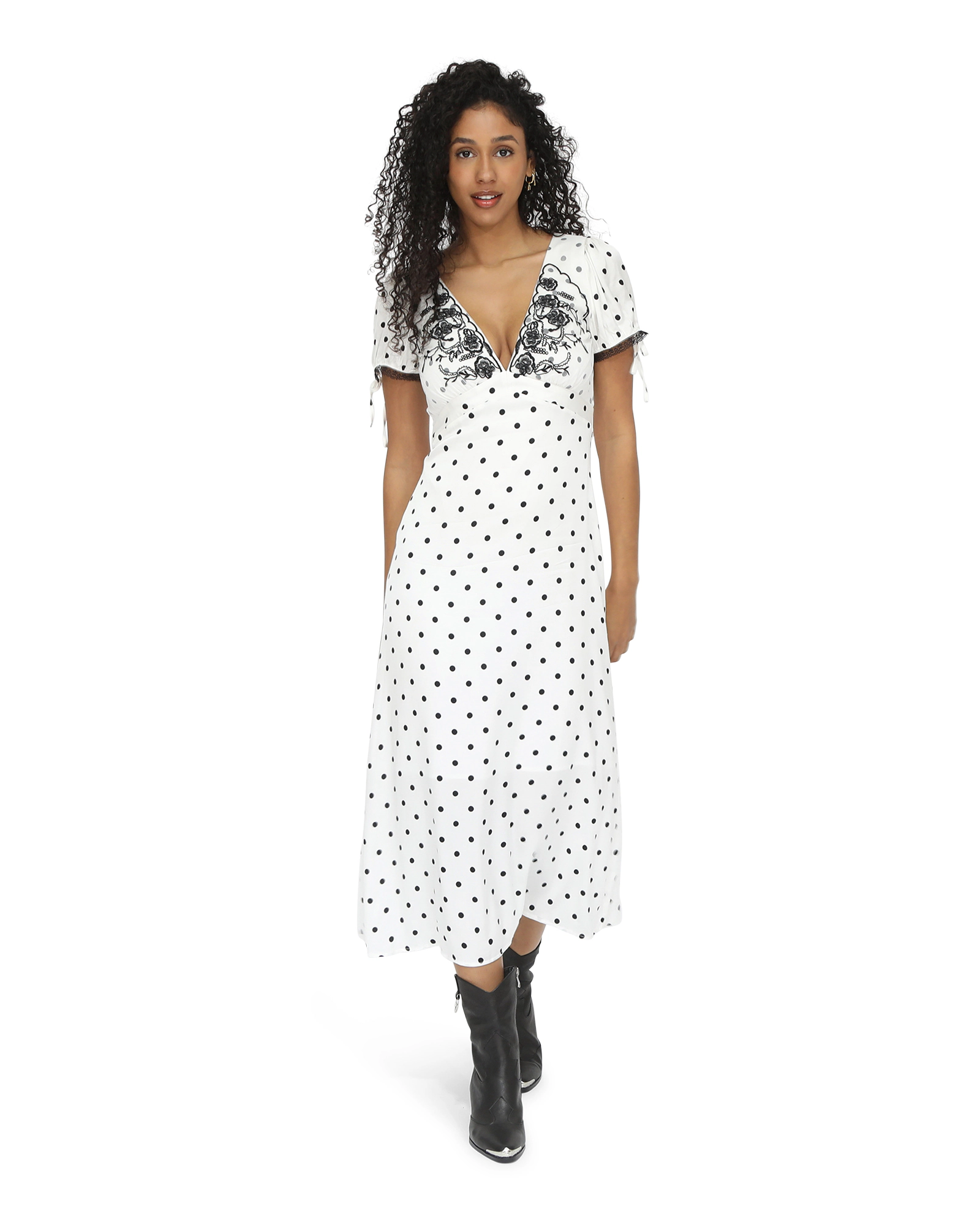 Belle & Bloom Womens You I Polka Dot Midi Dress