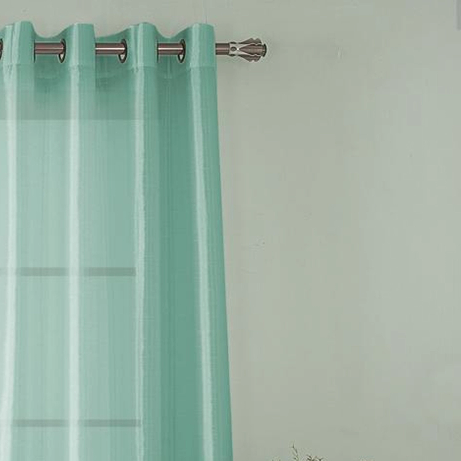 RT Designers Collection Nancy Faux Silk Grommet Curtain Panel 54" x 84" Aqua