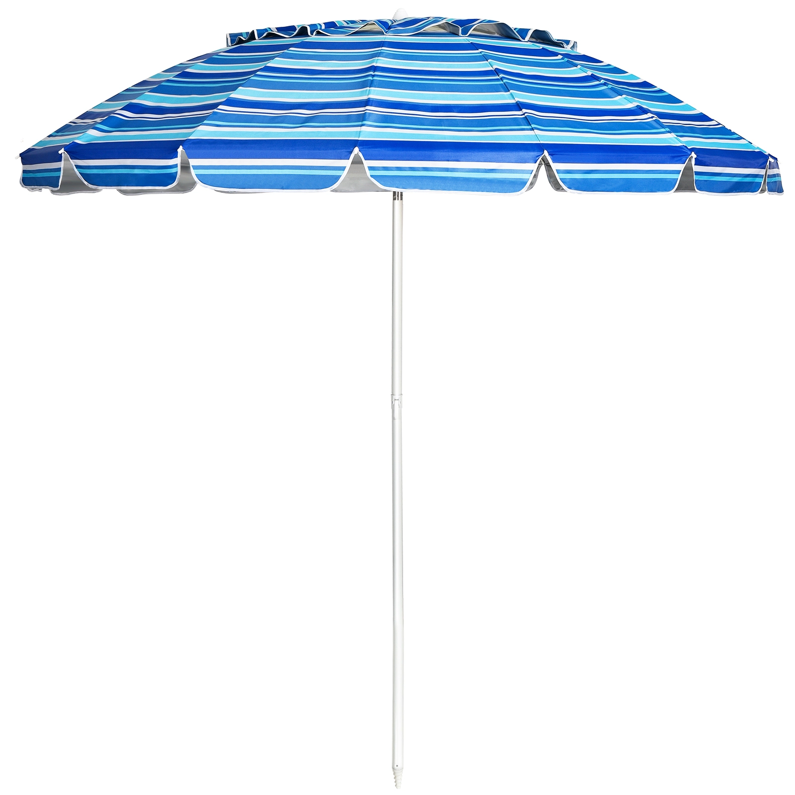 SUGIFT 8-ft Portable Beach Umbrella with Sand Anchor and Tilt Mechanism for Garden and Patio Navy