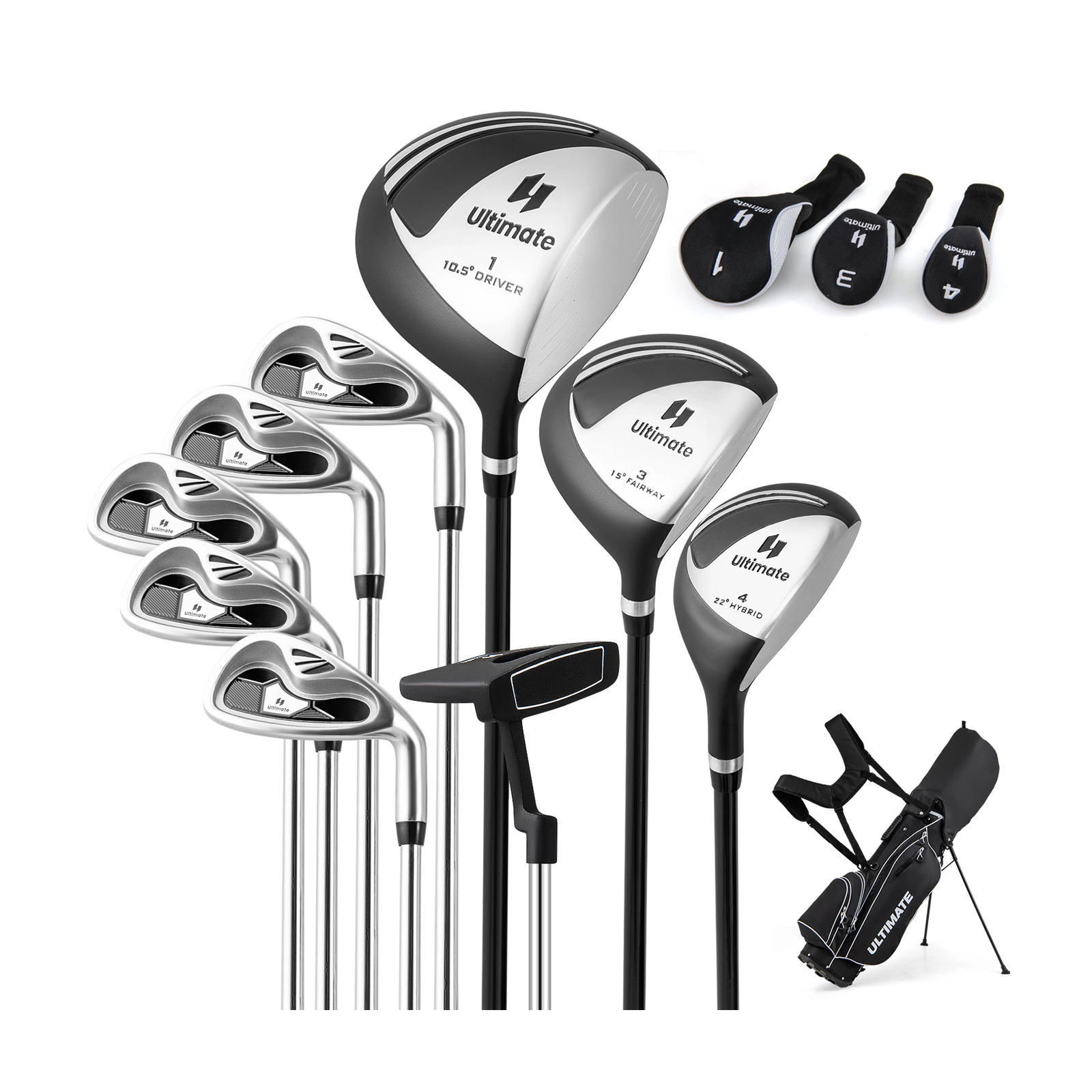 LJG Men's Profile Complete Golf Club Package Set Includes 10 Pieces