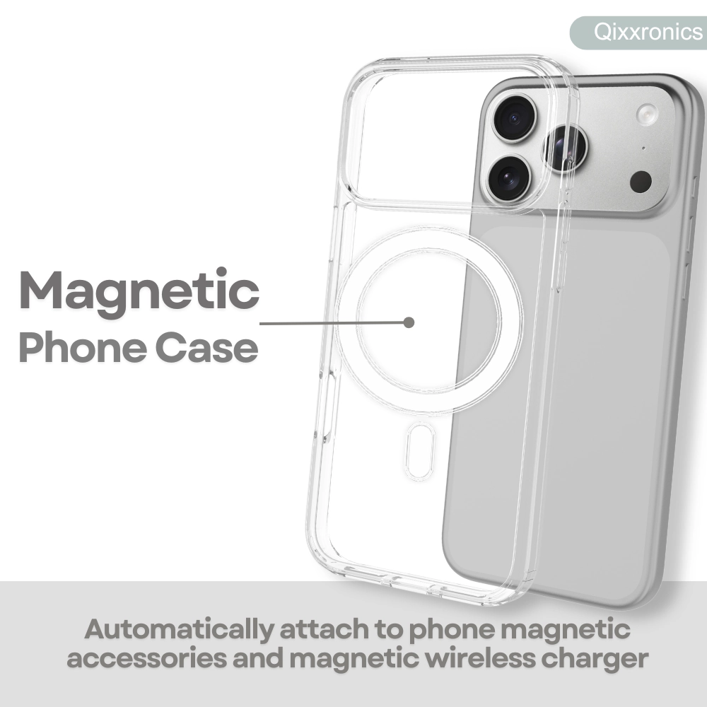 Qixxronics for iPhone 17 Pro Magnetic Case Shockproof Phone Cover Compatible with Wireless Charging for iPhone 17 Pro