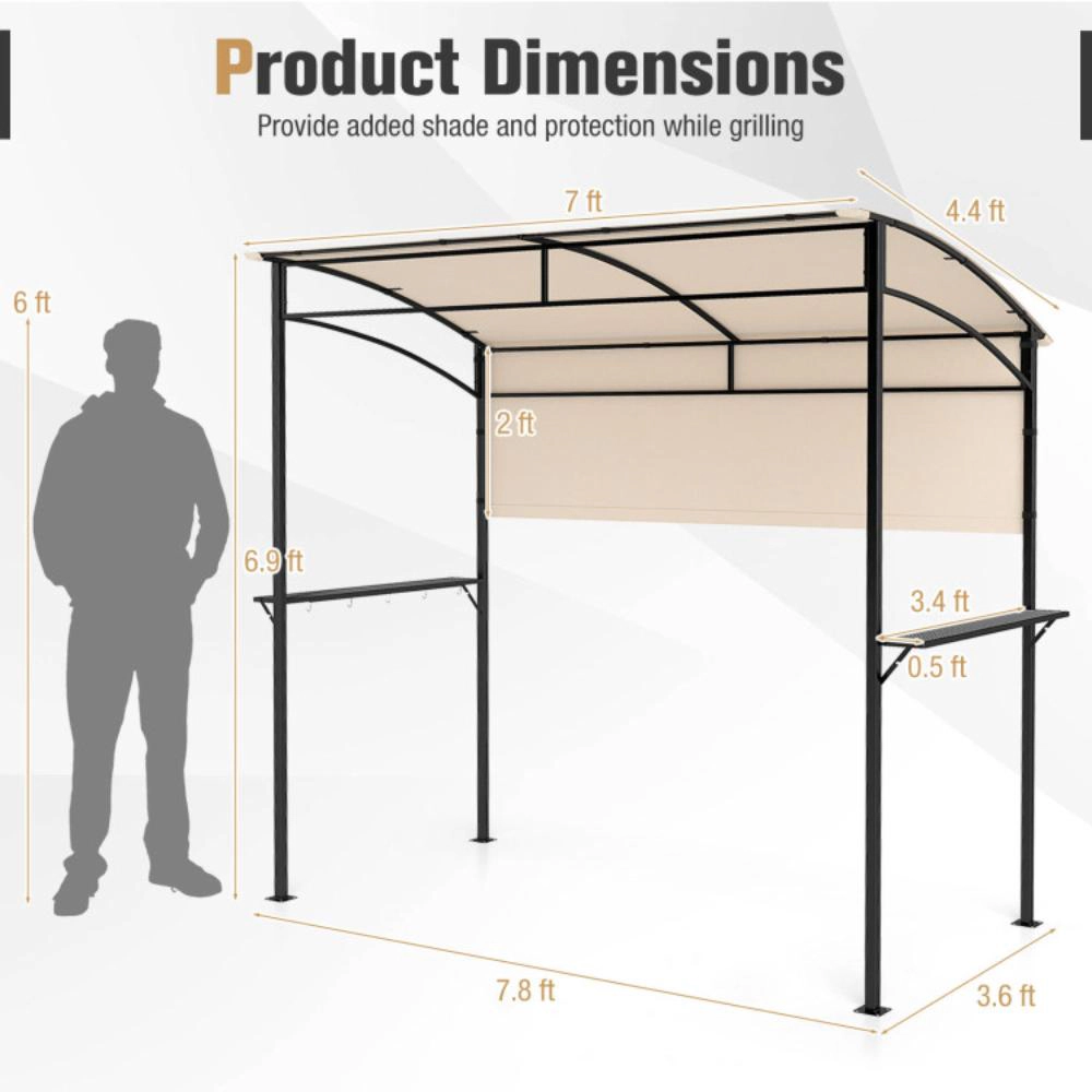 Hivvago Outdoor Patio Bbq Canopy With Metal Shelves And Bottle Openers