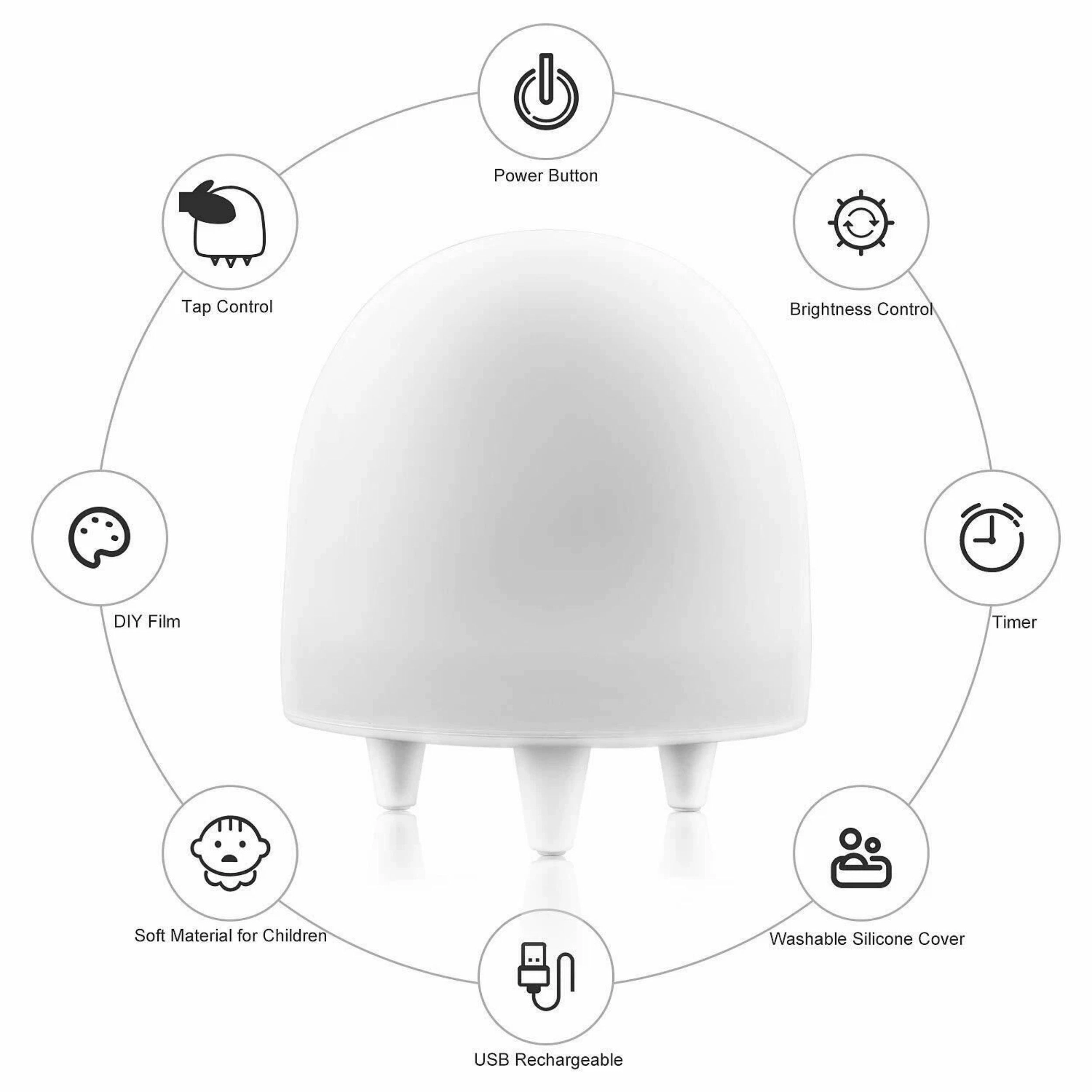 Home Collection Silicone LED Touch Night Light Rechargeable Color Changing Lamp