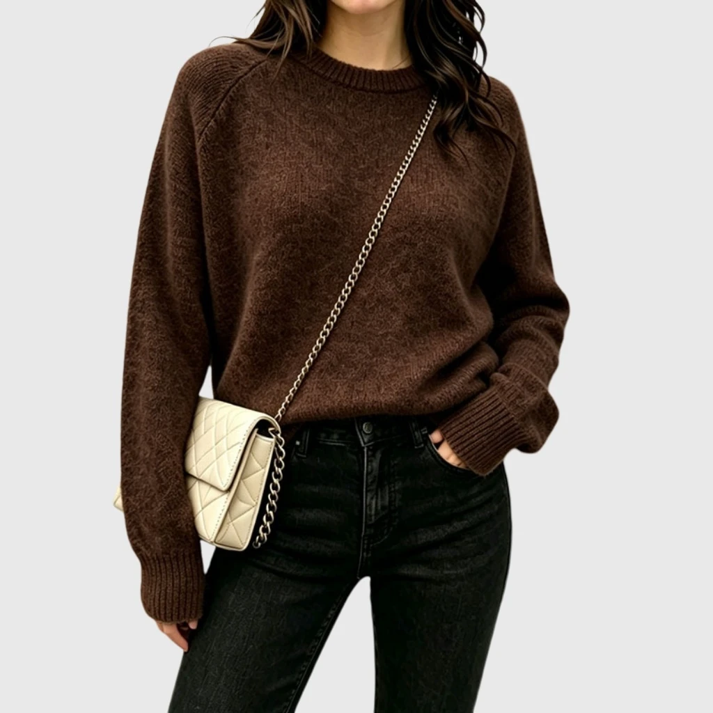 YesFashion Women's Oversized Pullover Sweater Casual Long Sleeve Crewneck Fuzzy Knit Fall Winter Top