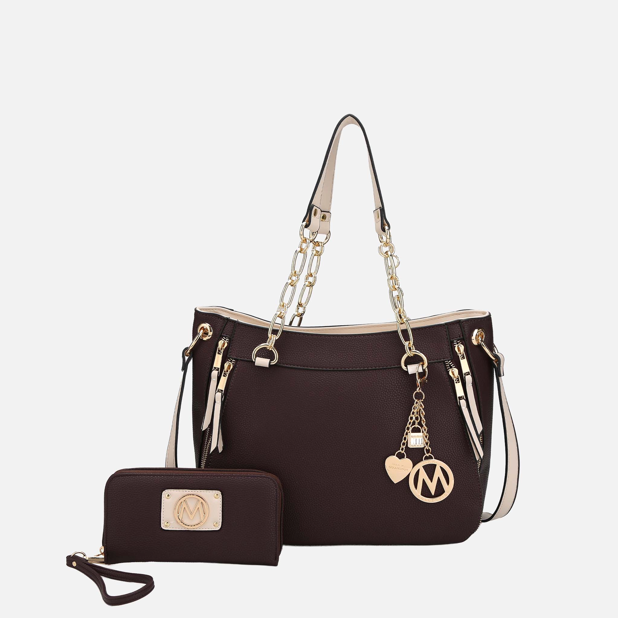MKF Collection by Mia K Lina Tote Bag and Wallet Set, Solid Vegan Leather