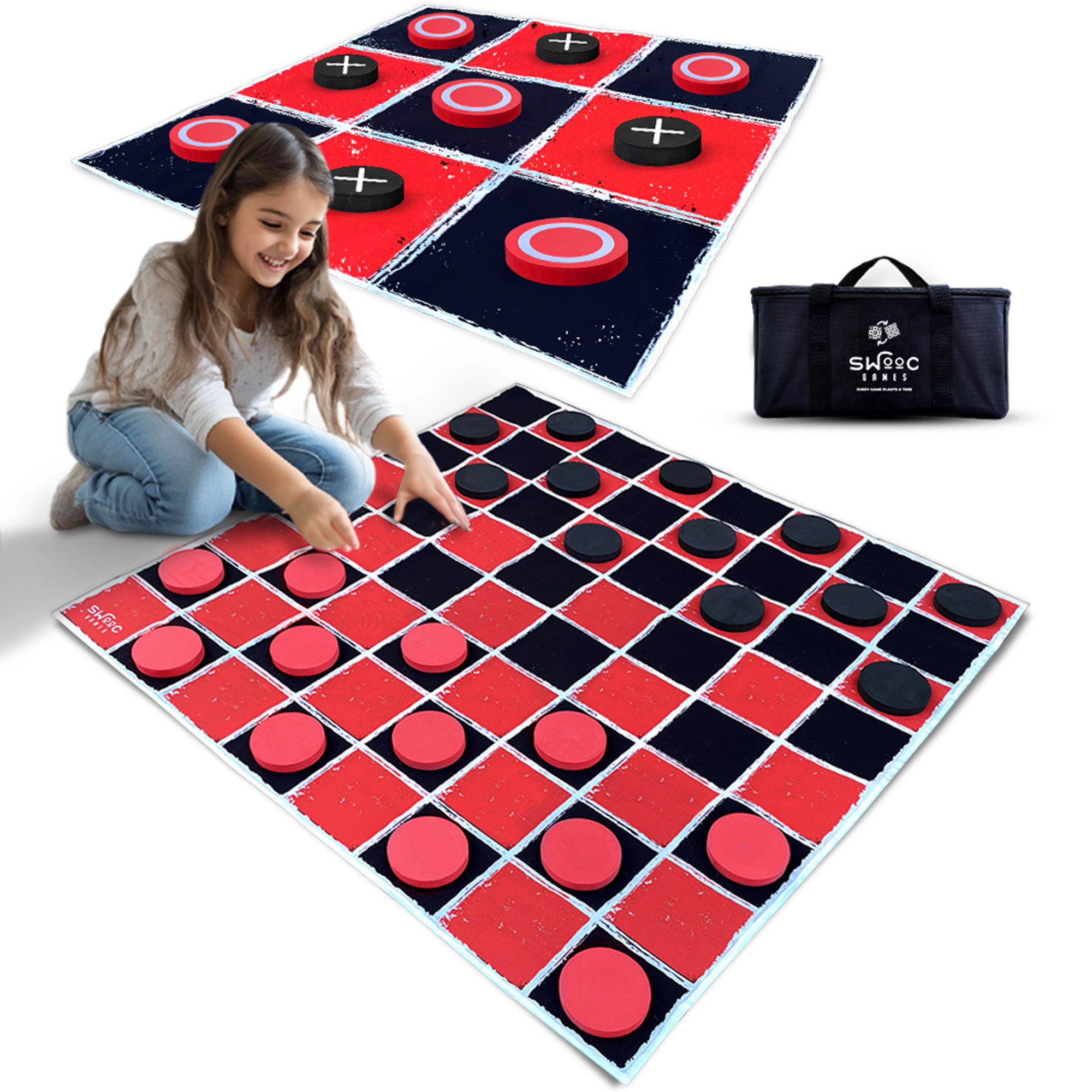 Swooc Games | Giant Vintage Checkers and Tic Tac Toe Game