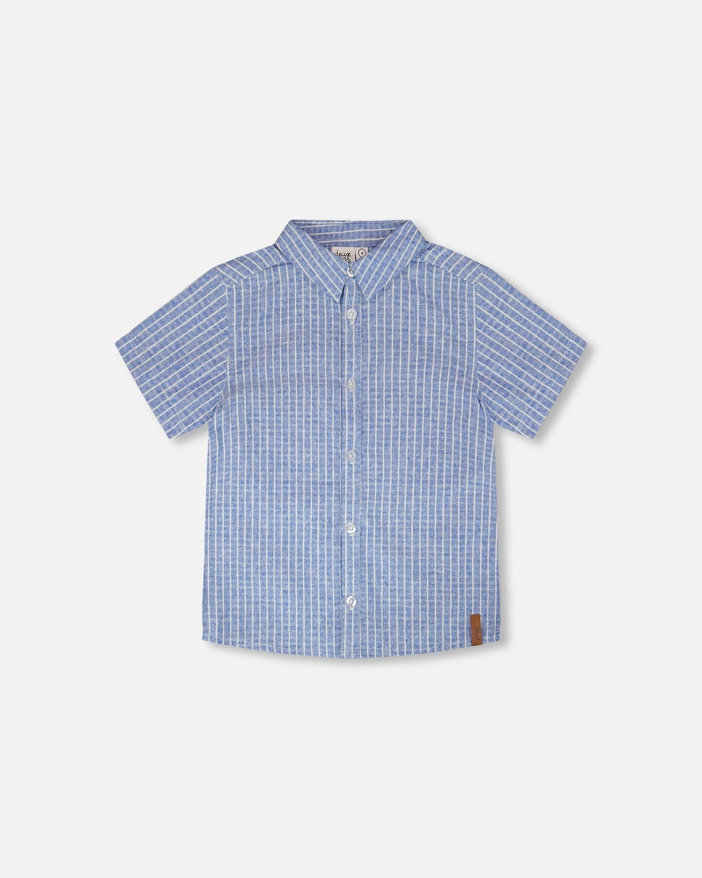Deux par Boys Printed Chambray Short-Sleeve Shirt Denim Stripes