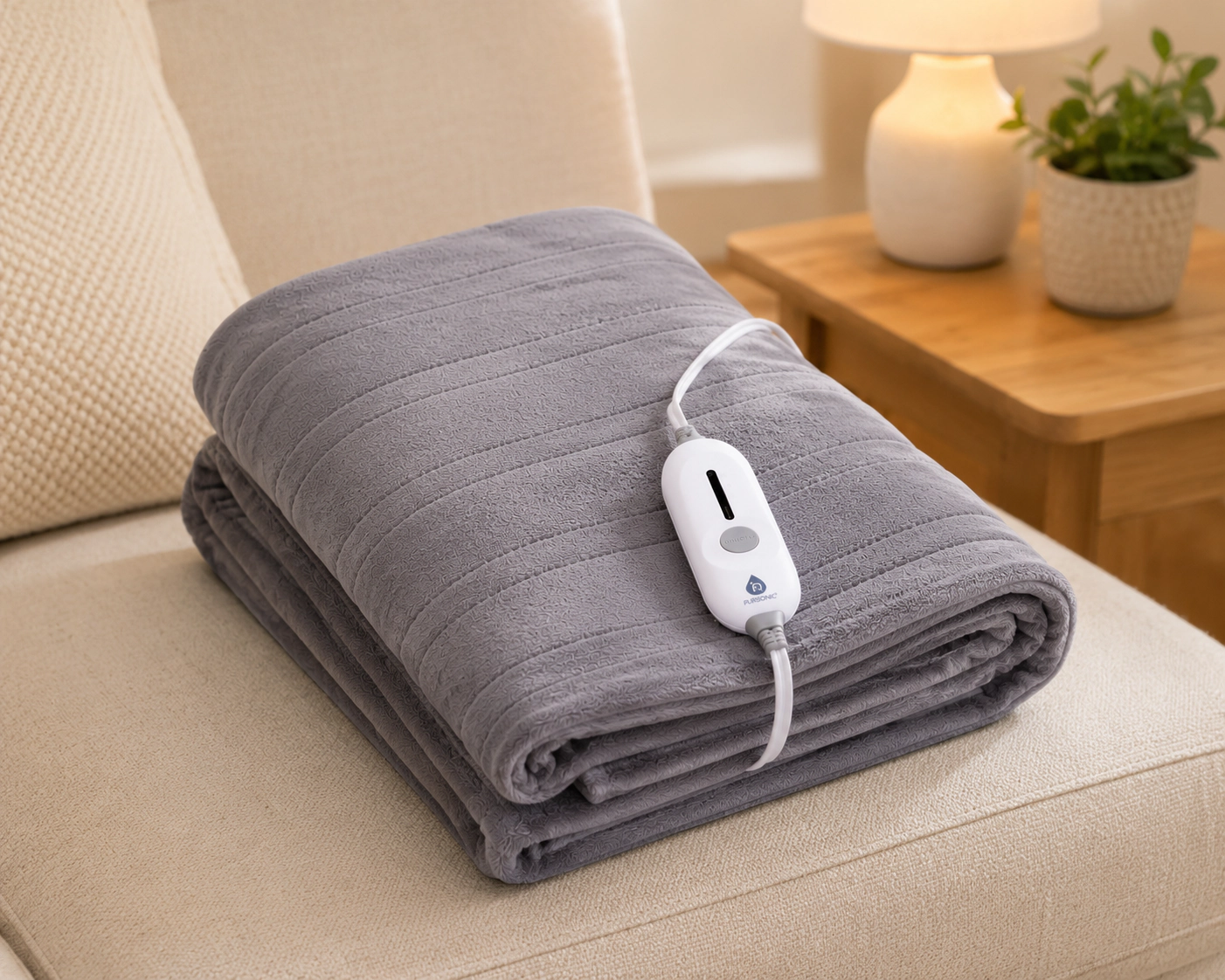 Pursonic Unisex Electric Microplush Heated Blanket Throw with Adjustable Heat Settings