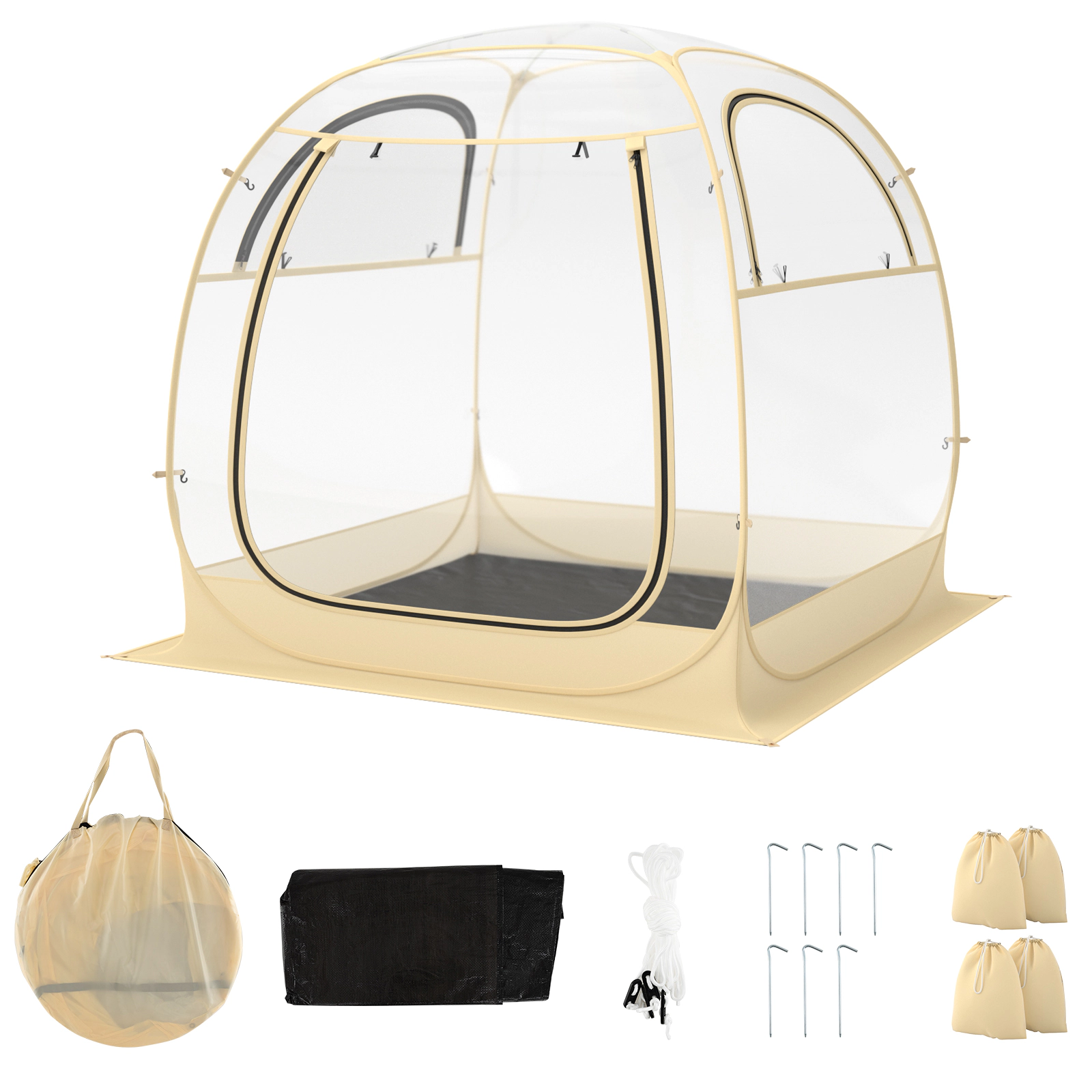 SUGIFT Clear Instant Pop Up Bubble Sports Tent with Floor Mat and Carry Bag for 5-6 People 6-ft W 6-ft D 5.4-ft H