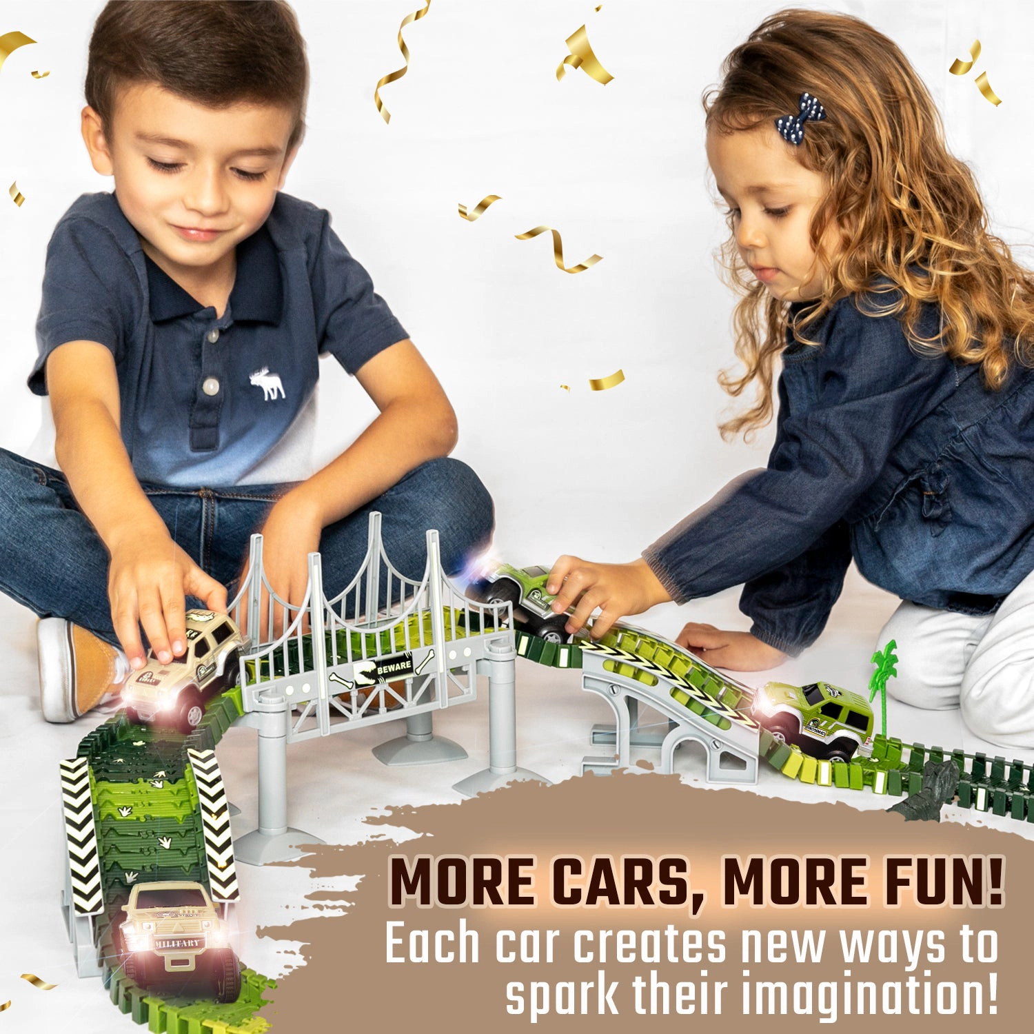 JitteryGit Kids Battery-Powered 4x4 Jeep Set - 2-Piece Beige & Green Off-Road Vehicles