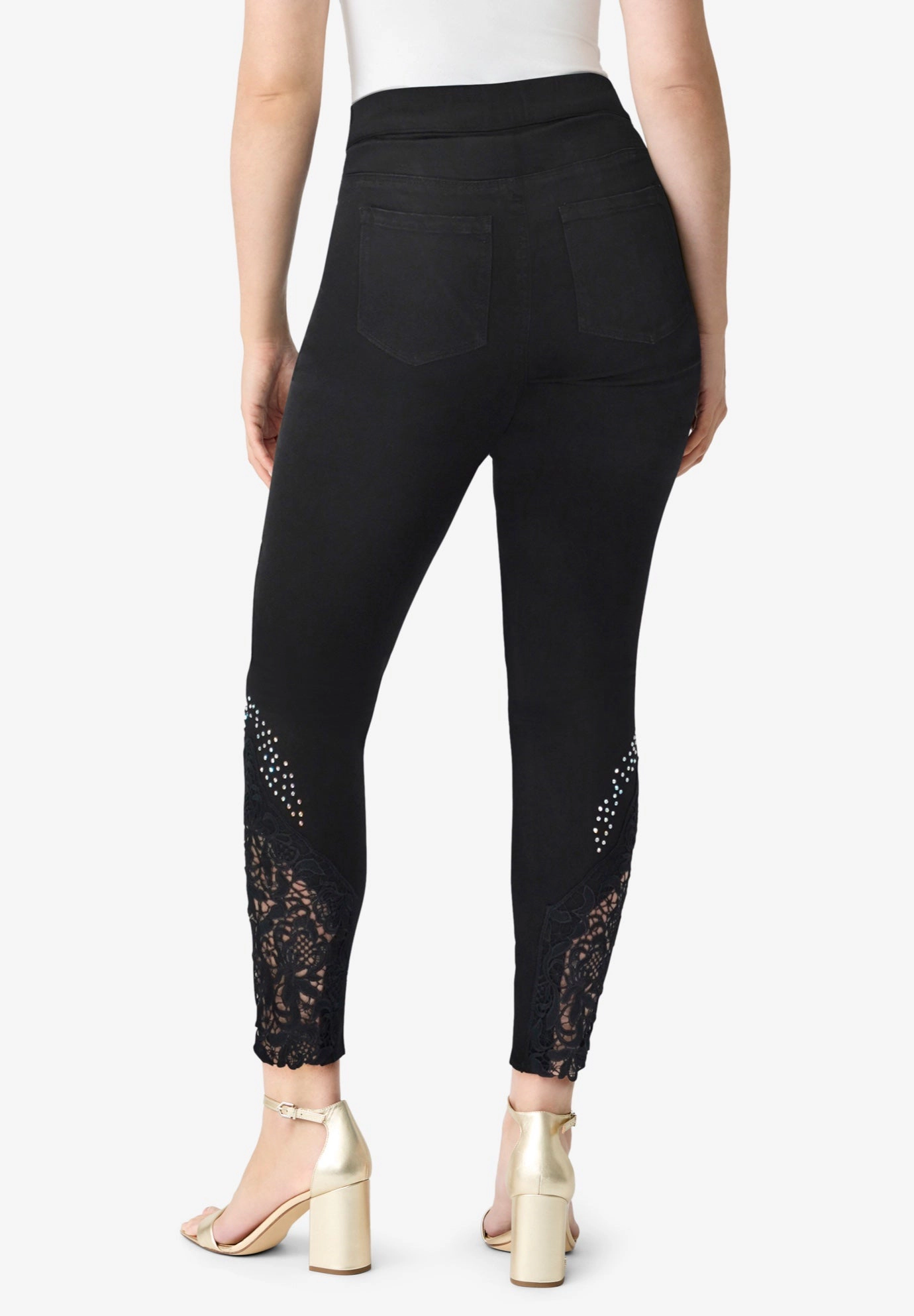 Roaman's Women's Plus 360° Stretch Lace Applique Jean