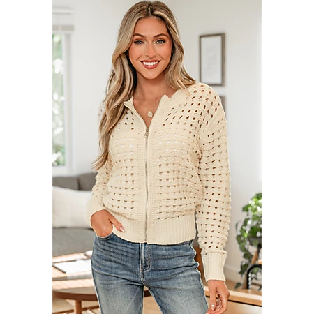 Threaded Pear Women's Olivia Crochet Loose Fit Sweater, Color