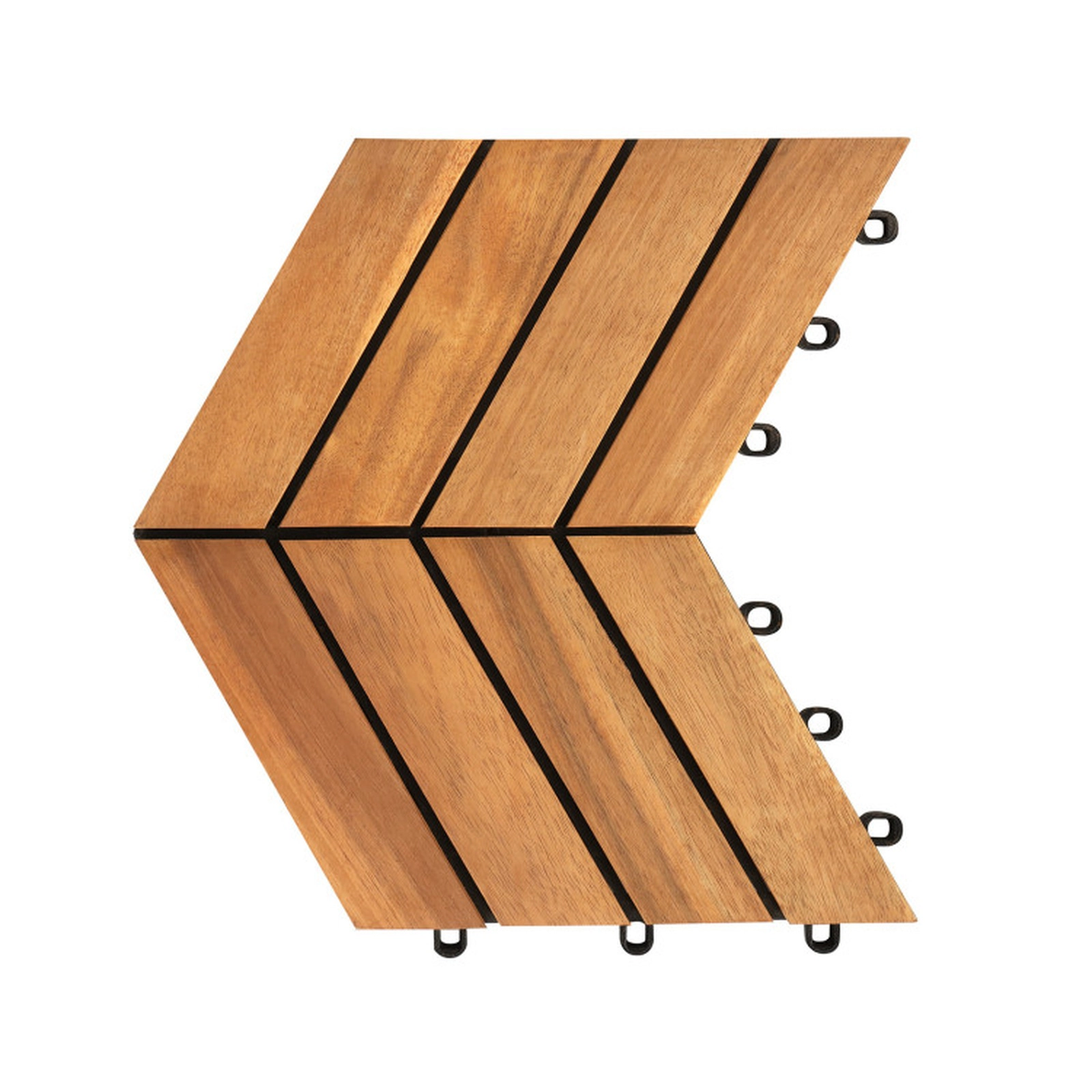 SUGIFT Natural 30-Piece Acacia Wood Deck Tiles with Tool-Free Snap Base 12-in W 12-in D 500-lb Tile Capacity