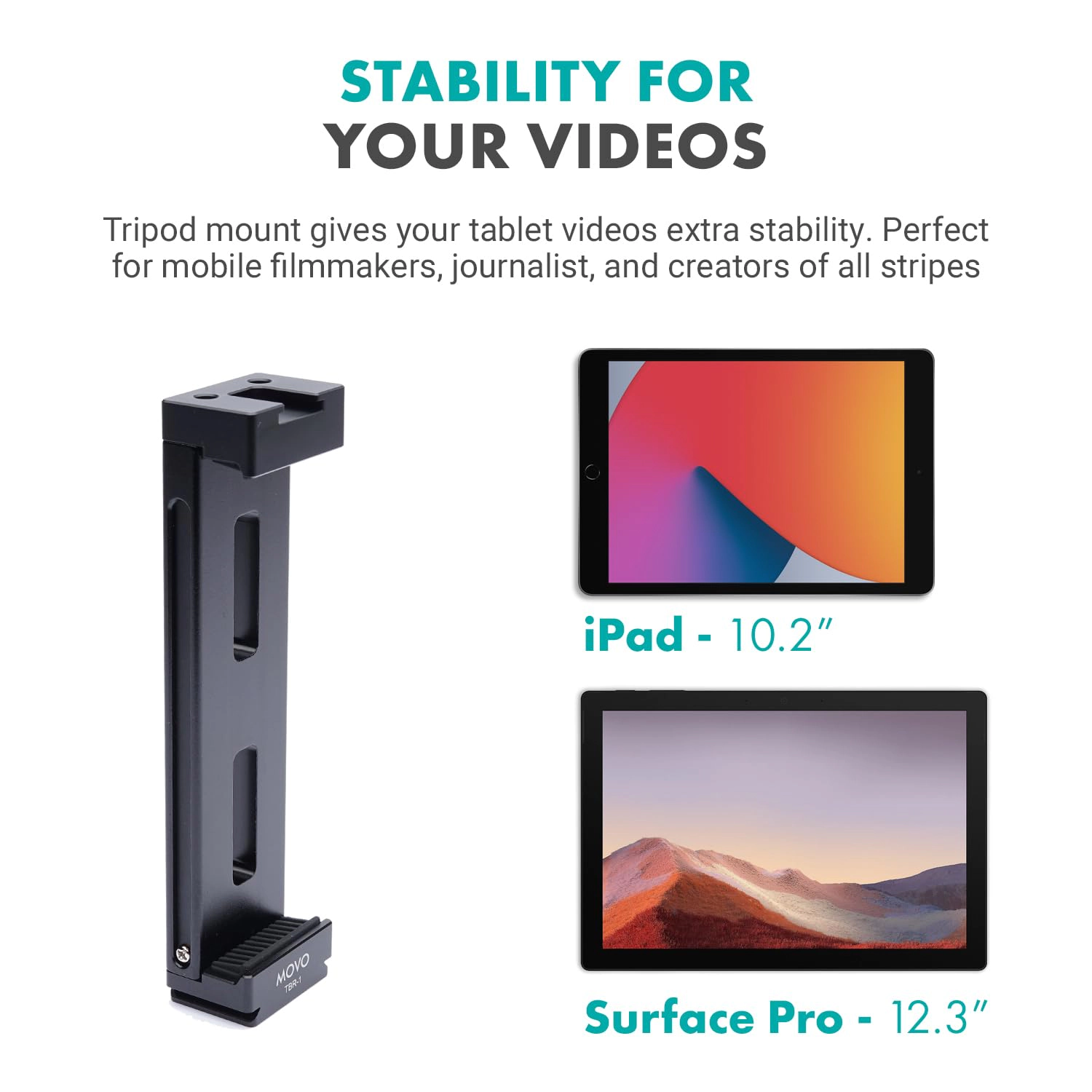 Movo Tablet Vlogging Kit for iPad with Mic Light Tabletop Tripod