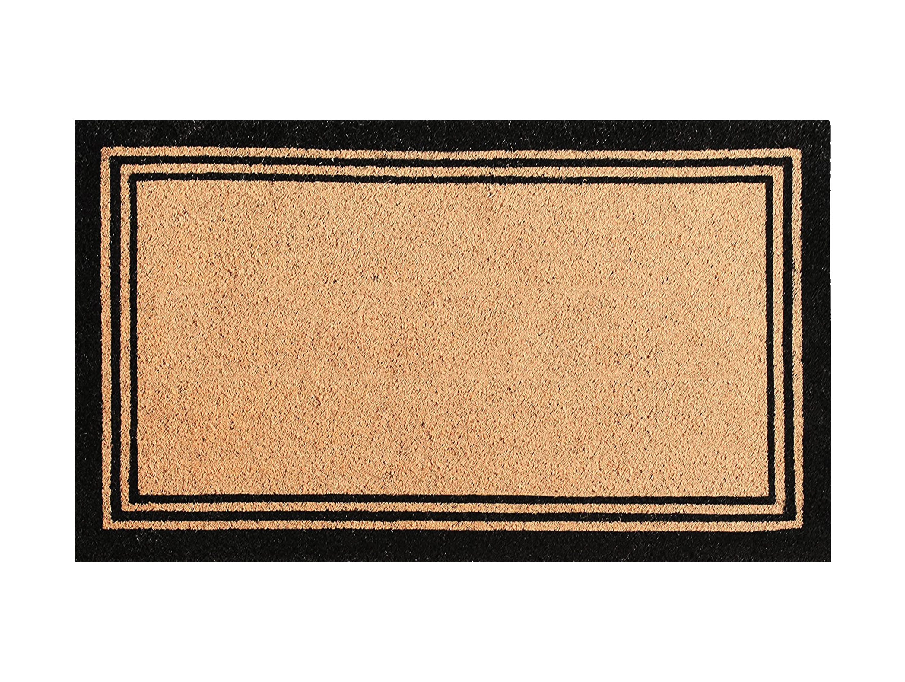A1HC Coir Front Door Mat 30x18 Inches Anti-Shed Heavy Duty Non-Slip Black Border
