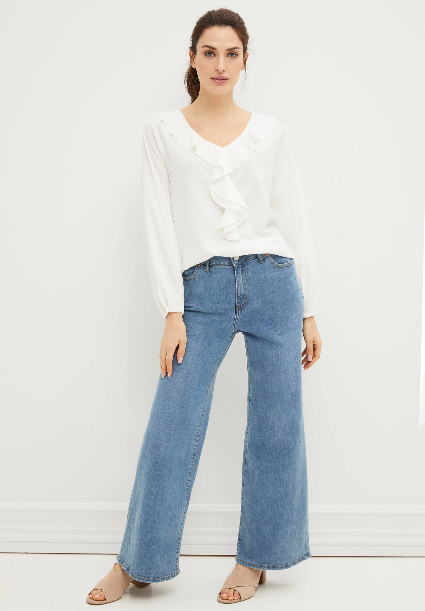 Ellos Plus Stretch High-waist Wide Leg Jeans