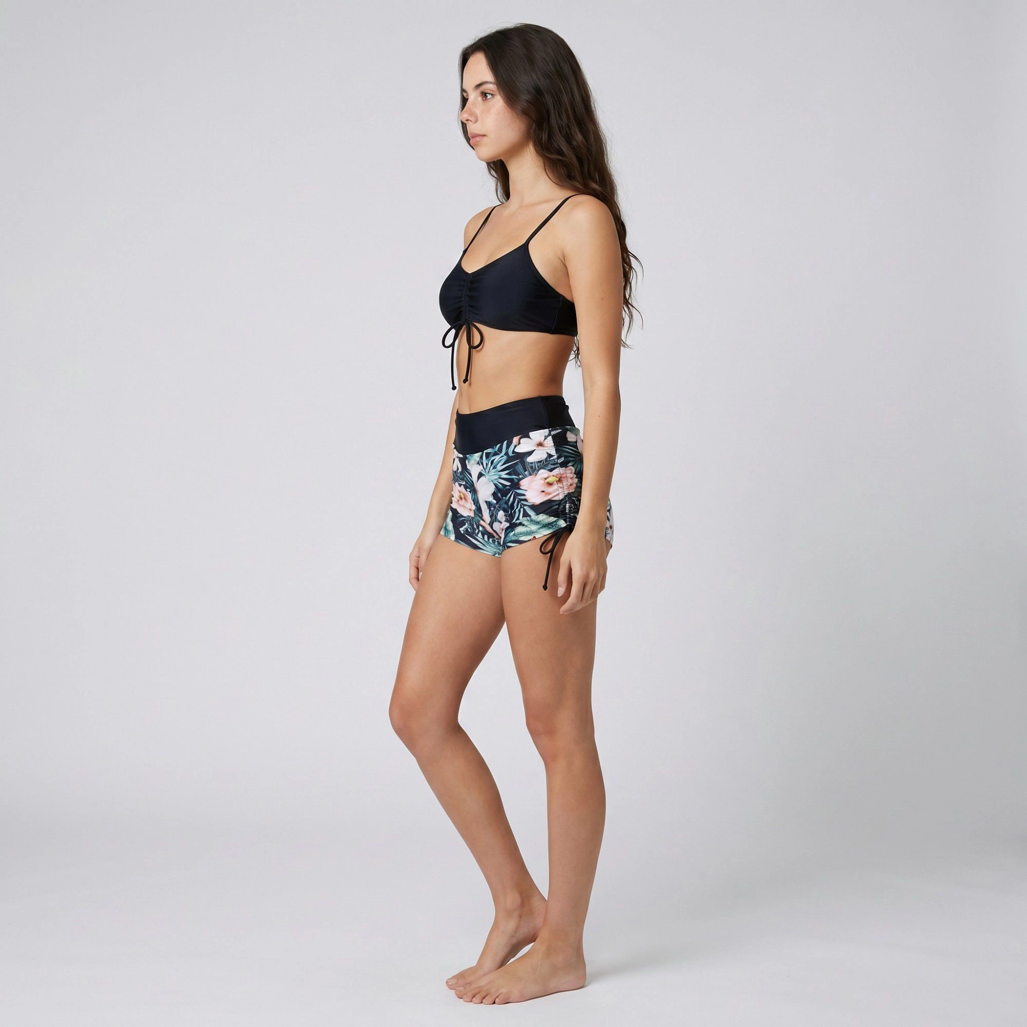 Anna-Kaci Women's 2-Piece Ruched Bikini Top and Swim Shorts Set