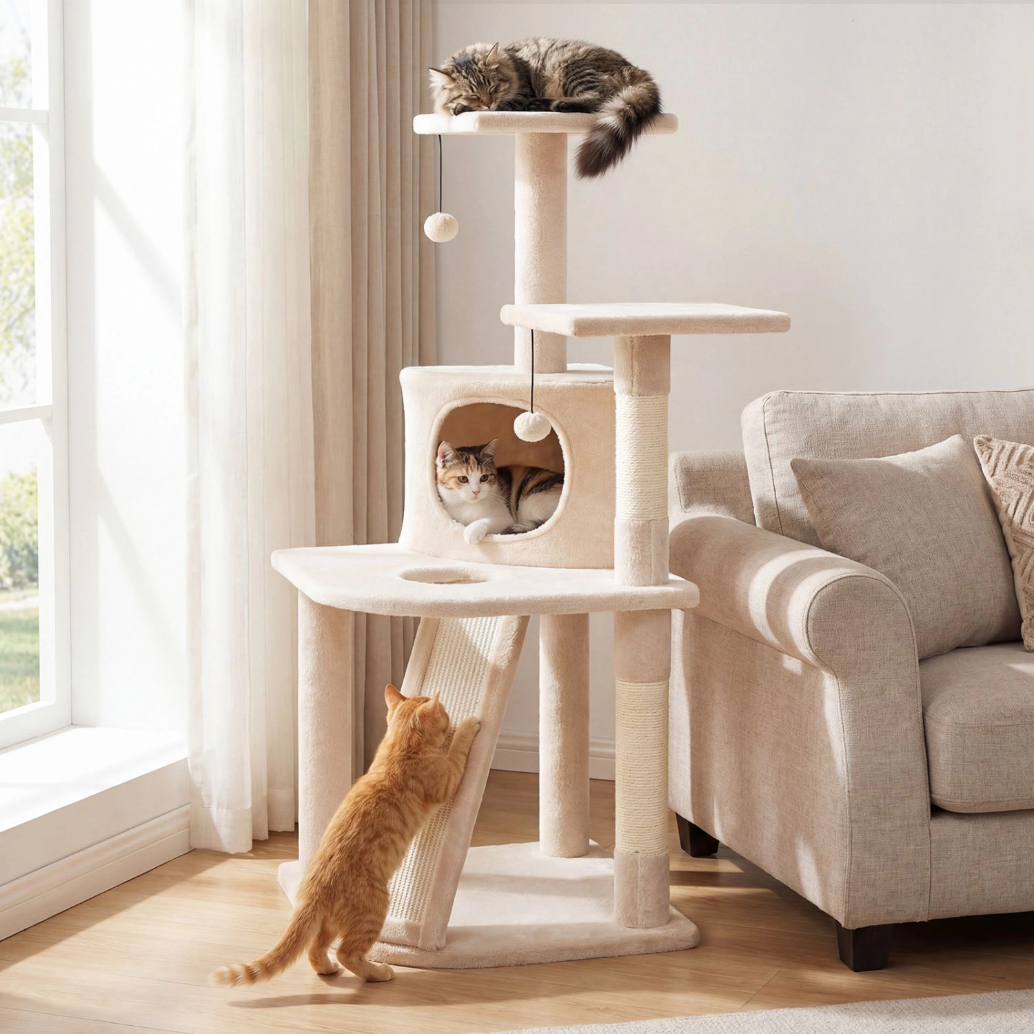 SlickBlue 4-Level Cat Tower with Condo, Perches and Scratchers