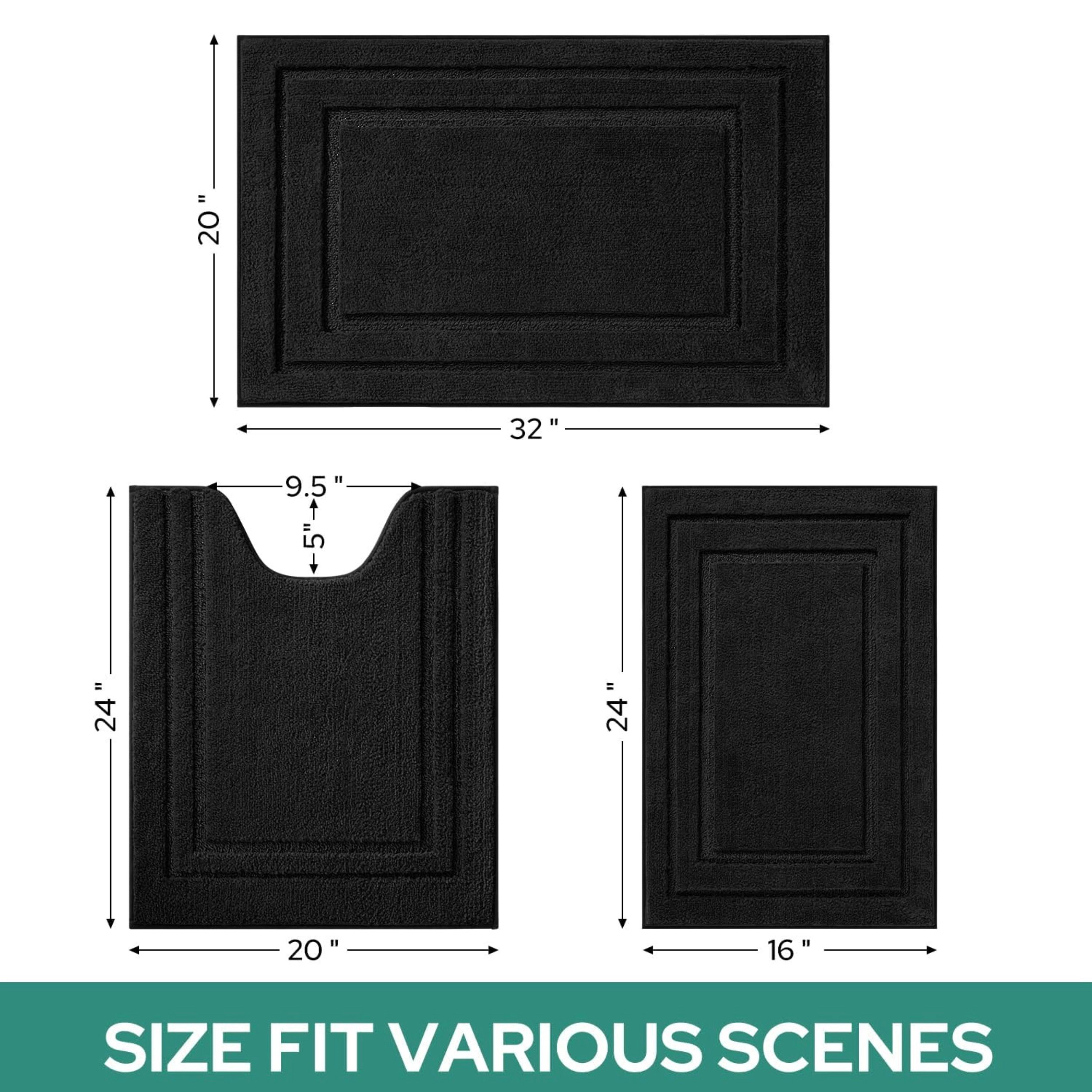 Stock Preferred Pack of 3 Absorbent Plush Microfiber Non Slip Bathroom Rug Set