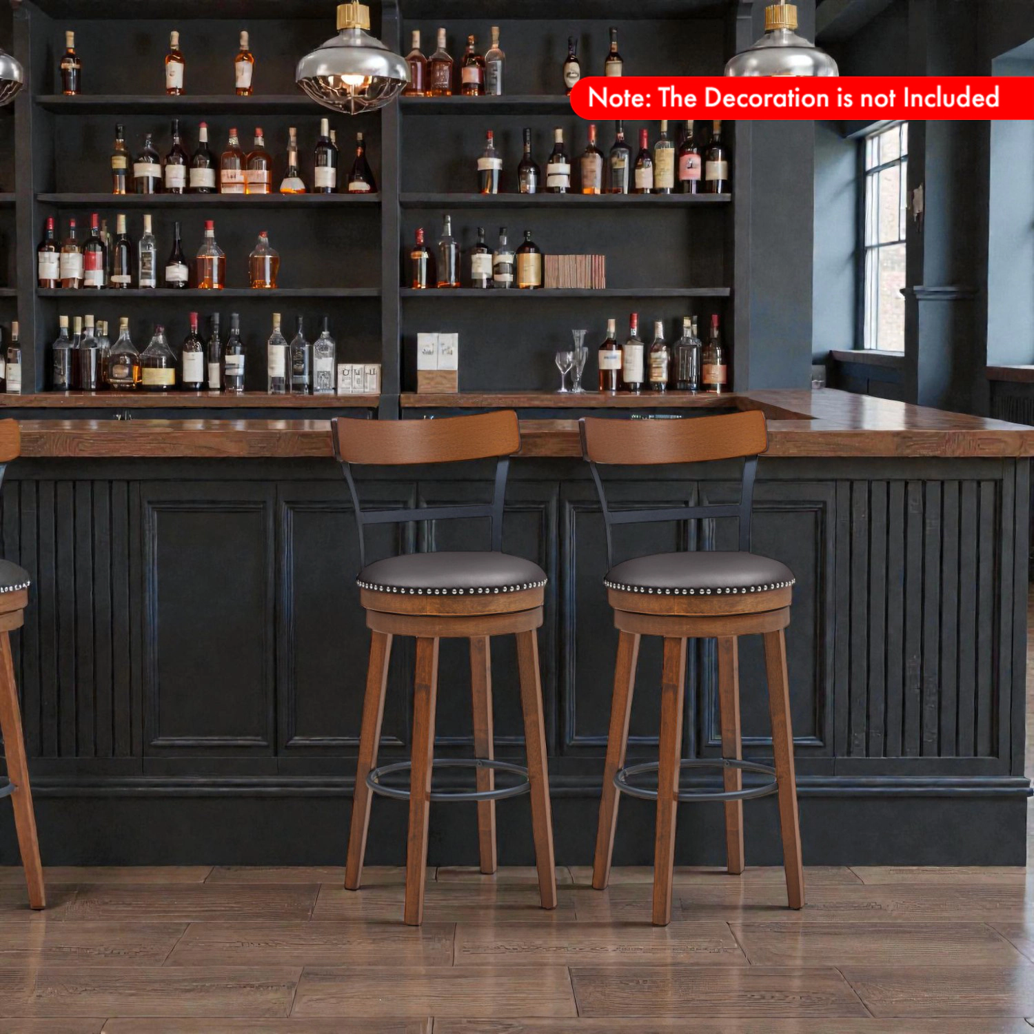 Hivvago Set of 2 Adjustable Swivel Counter Stools for Kitchen or Bar Use