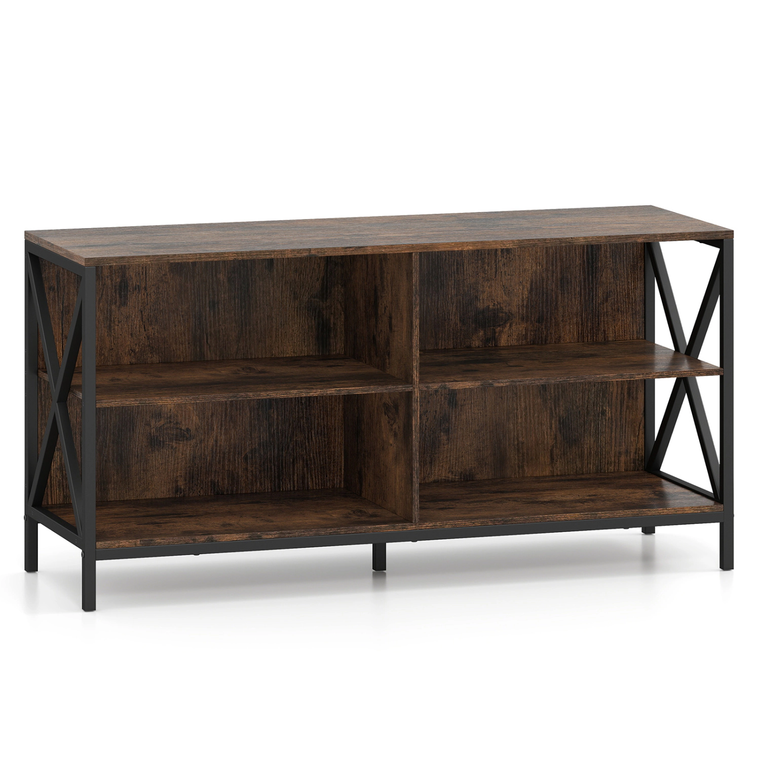 Hivvago Wooden Tv Stand Entertainment For Tvs Up To 55 Inch With X-Shaped Frame