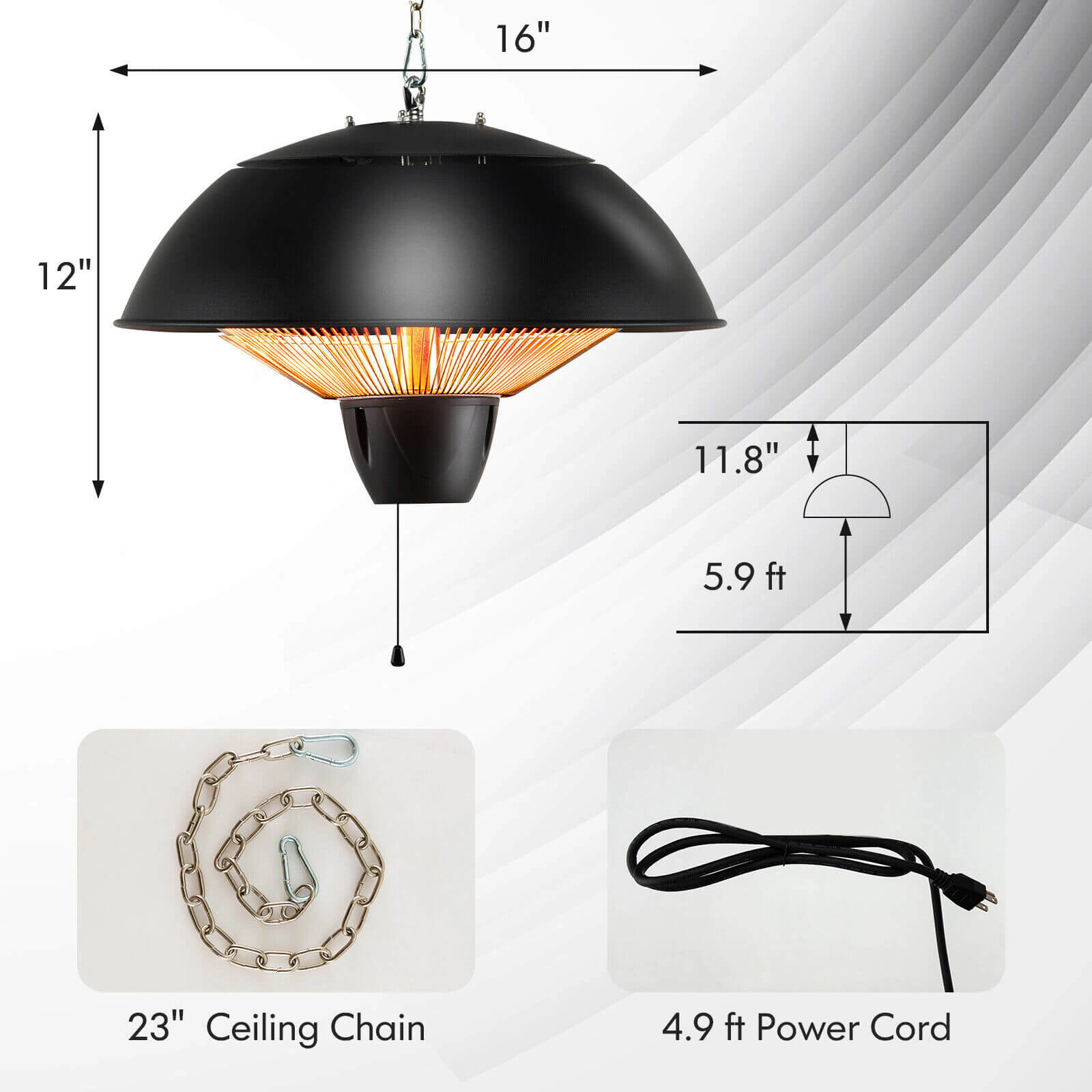 SlickBlue Electric Ceiling Mounted Patio Heater for Indoor Outdoor Use