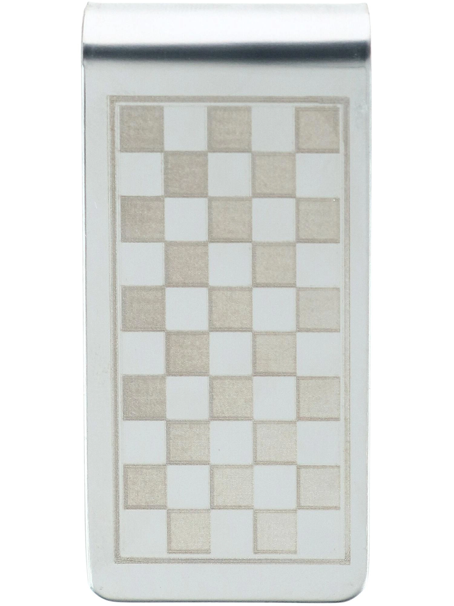 CTM Men's Stainless Steel Checkerboard Money Clip