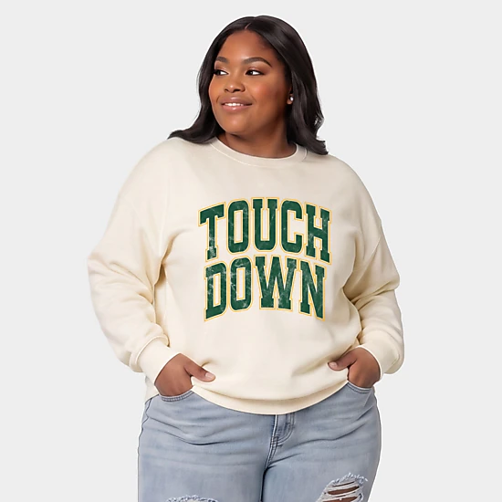 Simply Sage Market - Women's Plus Sweatshirt - Touchdown Stacked Green