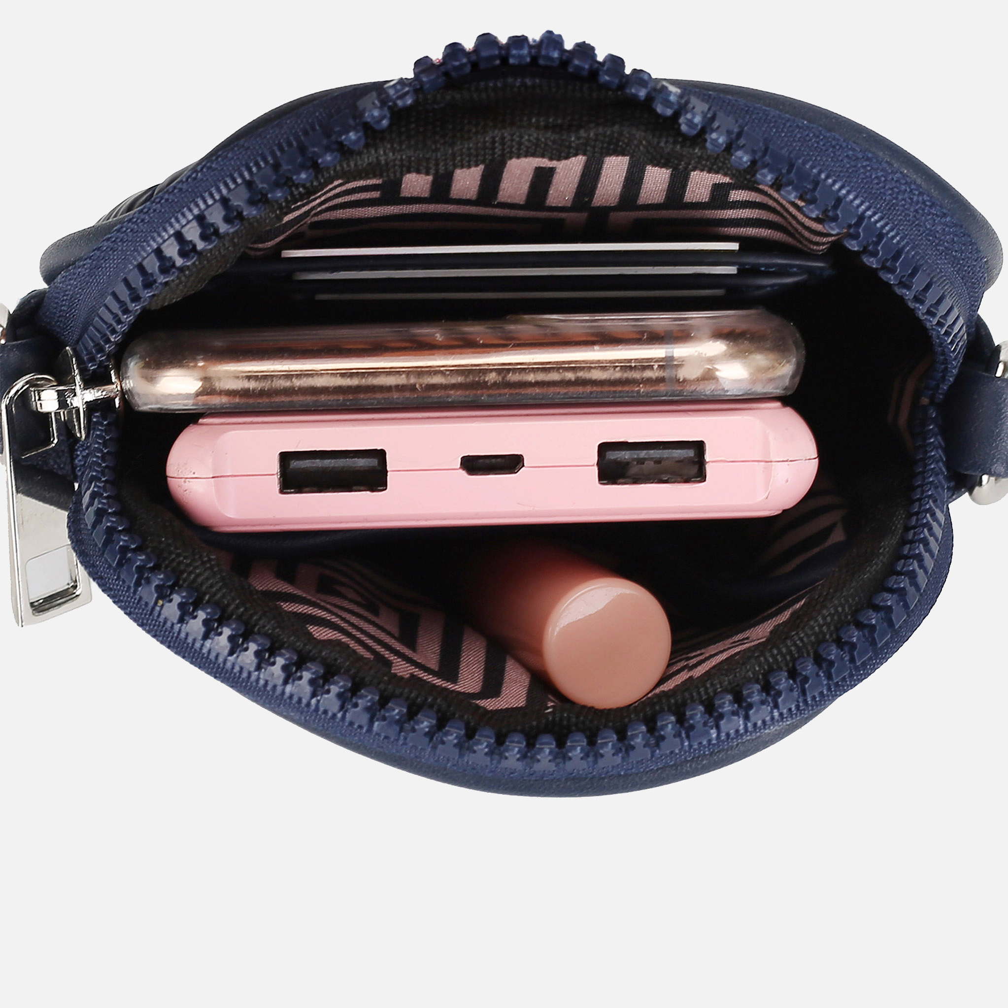 Mia K Collection Betty Compact Smartphone Crossbody Bag - Quilted Metallic Nylon with Vegan Leather