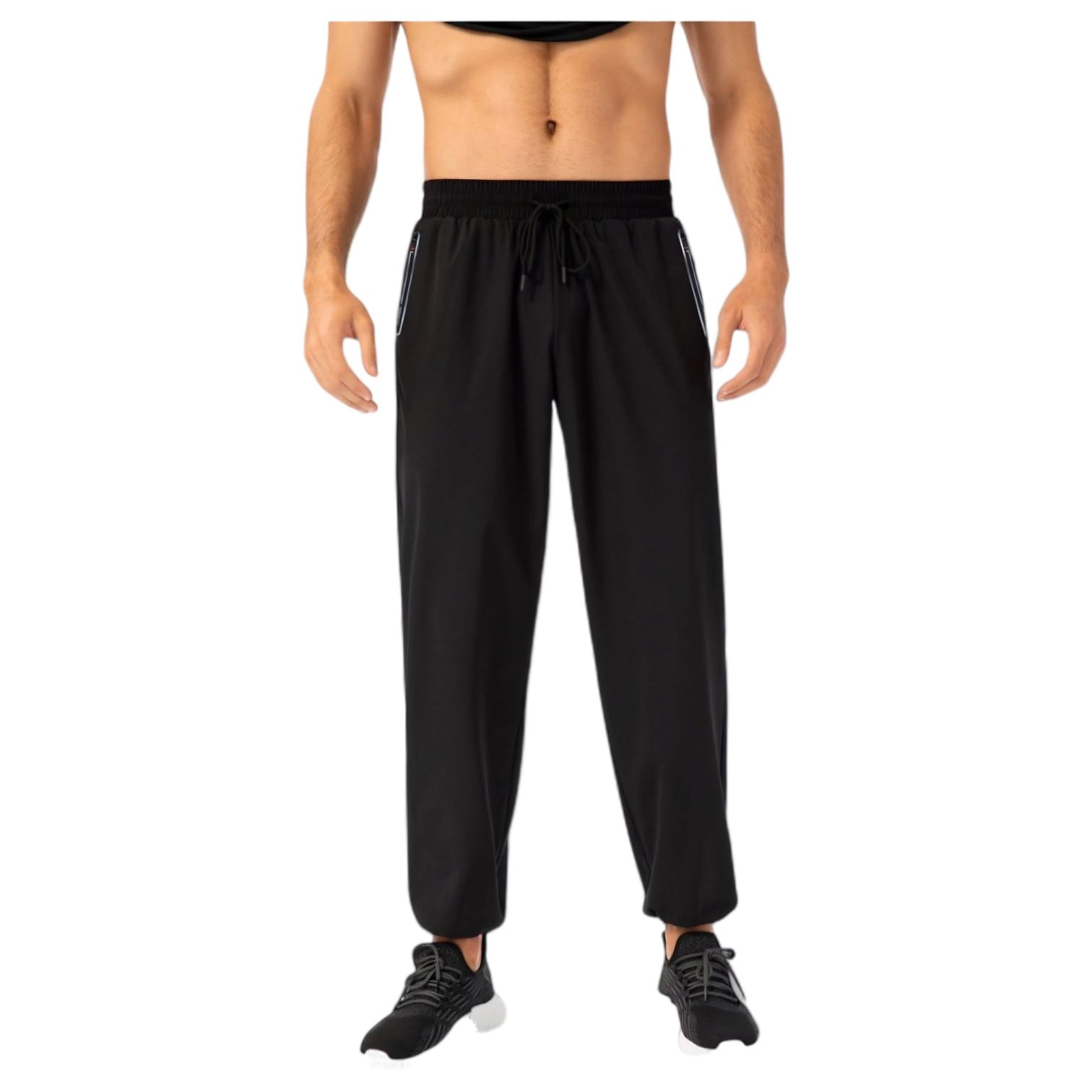 Anna-Kaci Men's Athletic Drawstring Pants with Zipper Pockets and Elastic Waistband