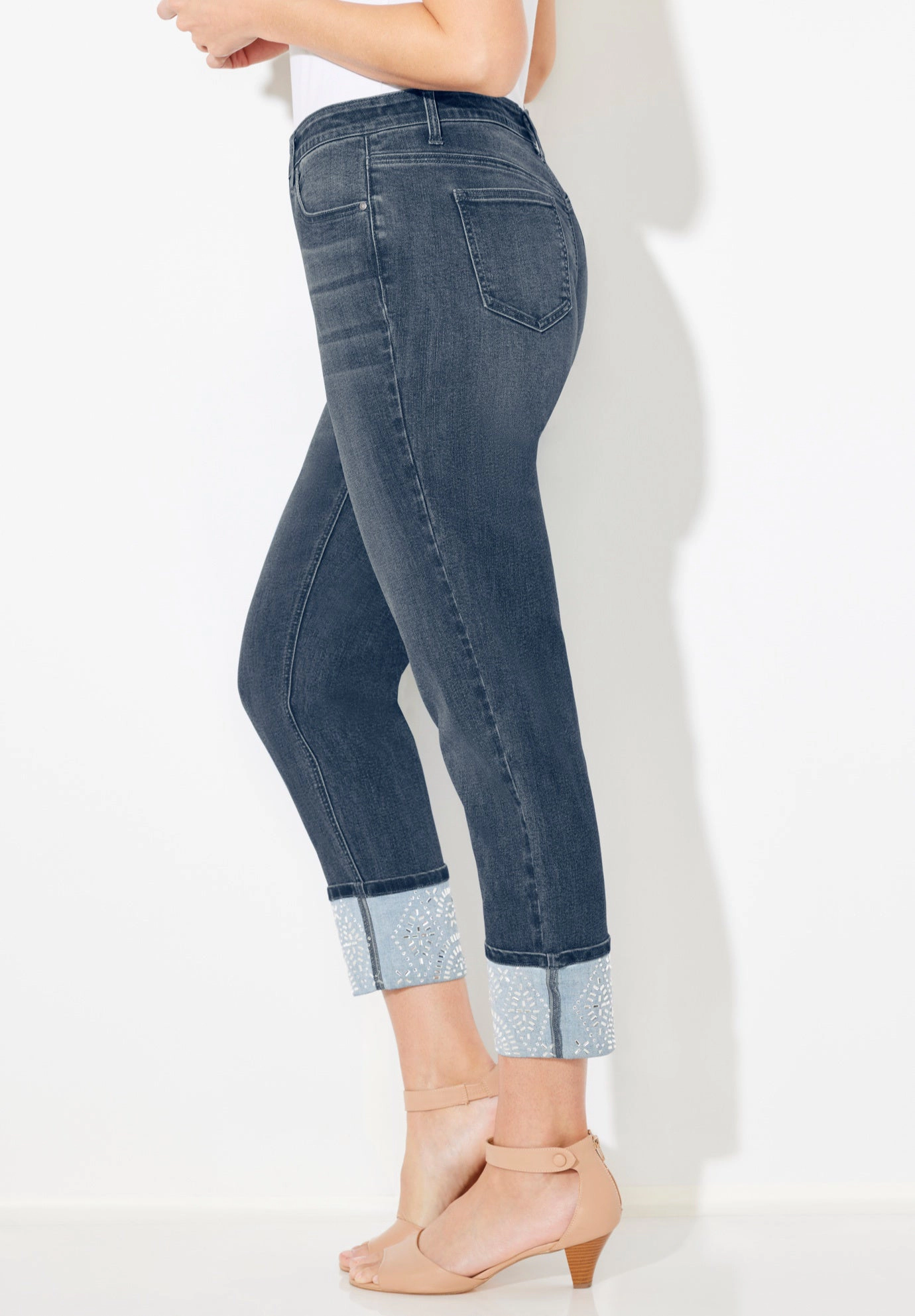 Catherines Women's Plus Shimmer Cuff Jean