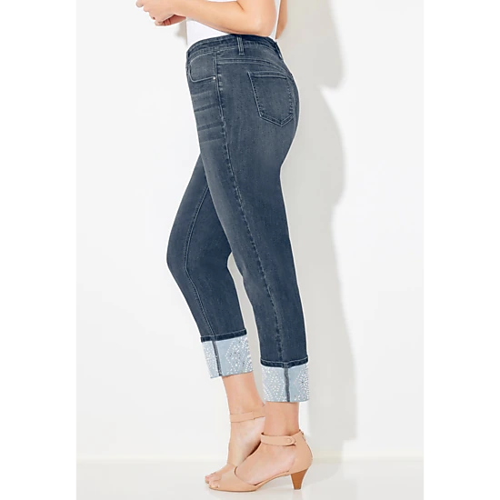 Catherines Women's Plus Size Shimmer Cuff Jean