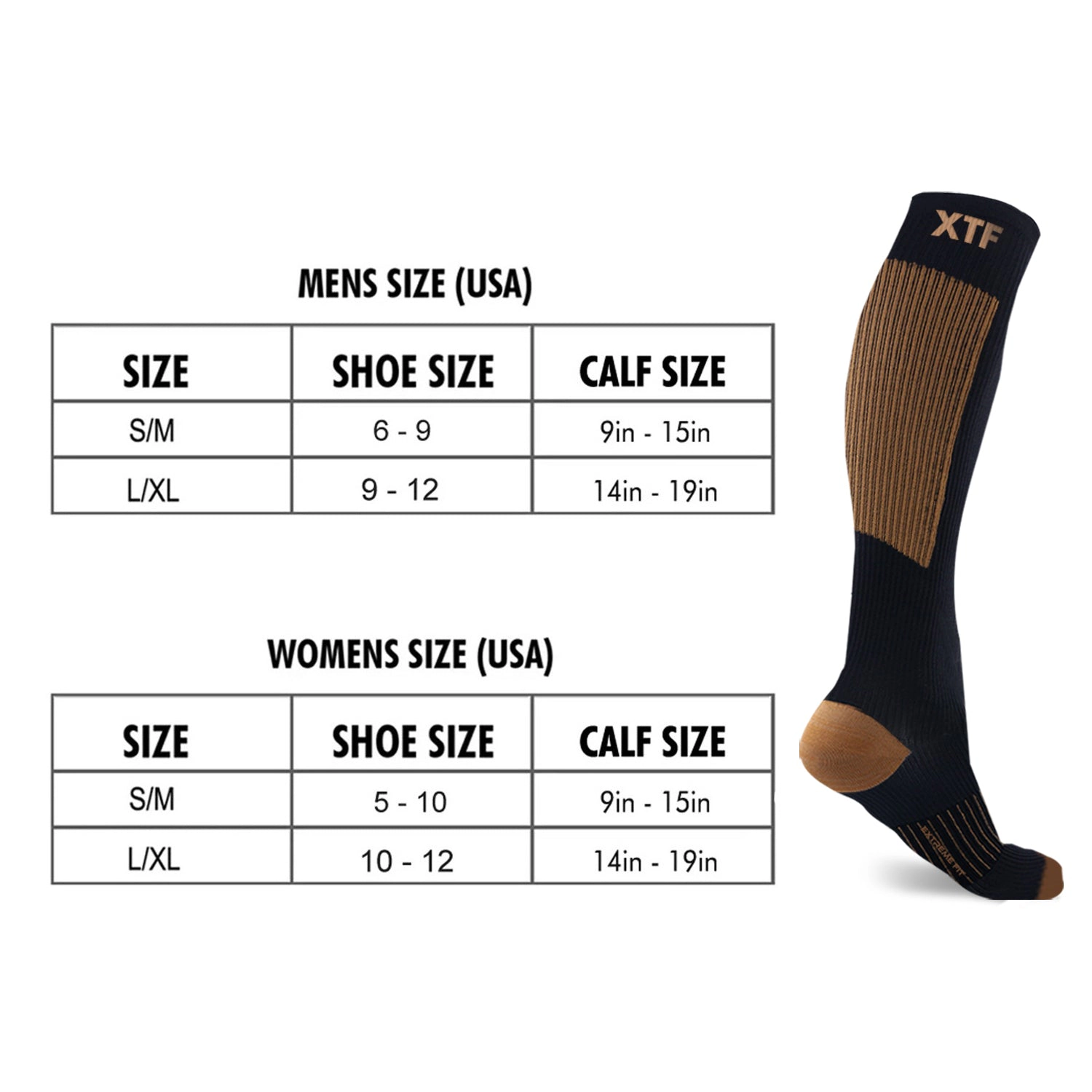 Extreme Fit Copper Compression Socks for Men & Women - 6 Pair