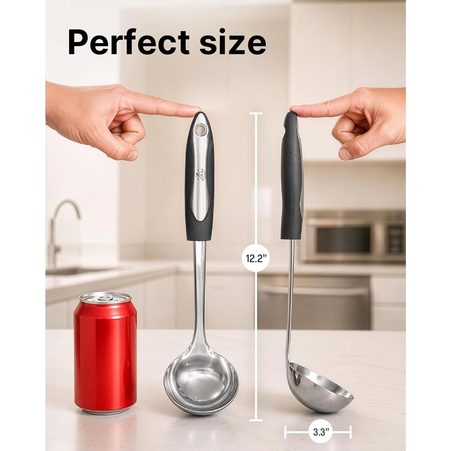 Zulay Kitchen Premium Soup Ladle – 12" Stainless Steel with Non-slip Silicone Handle