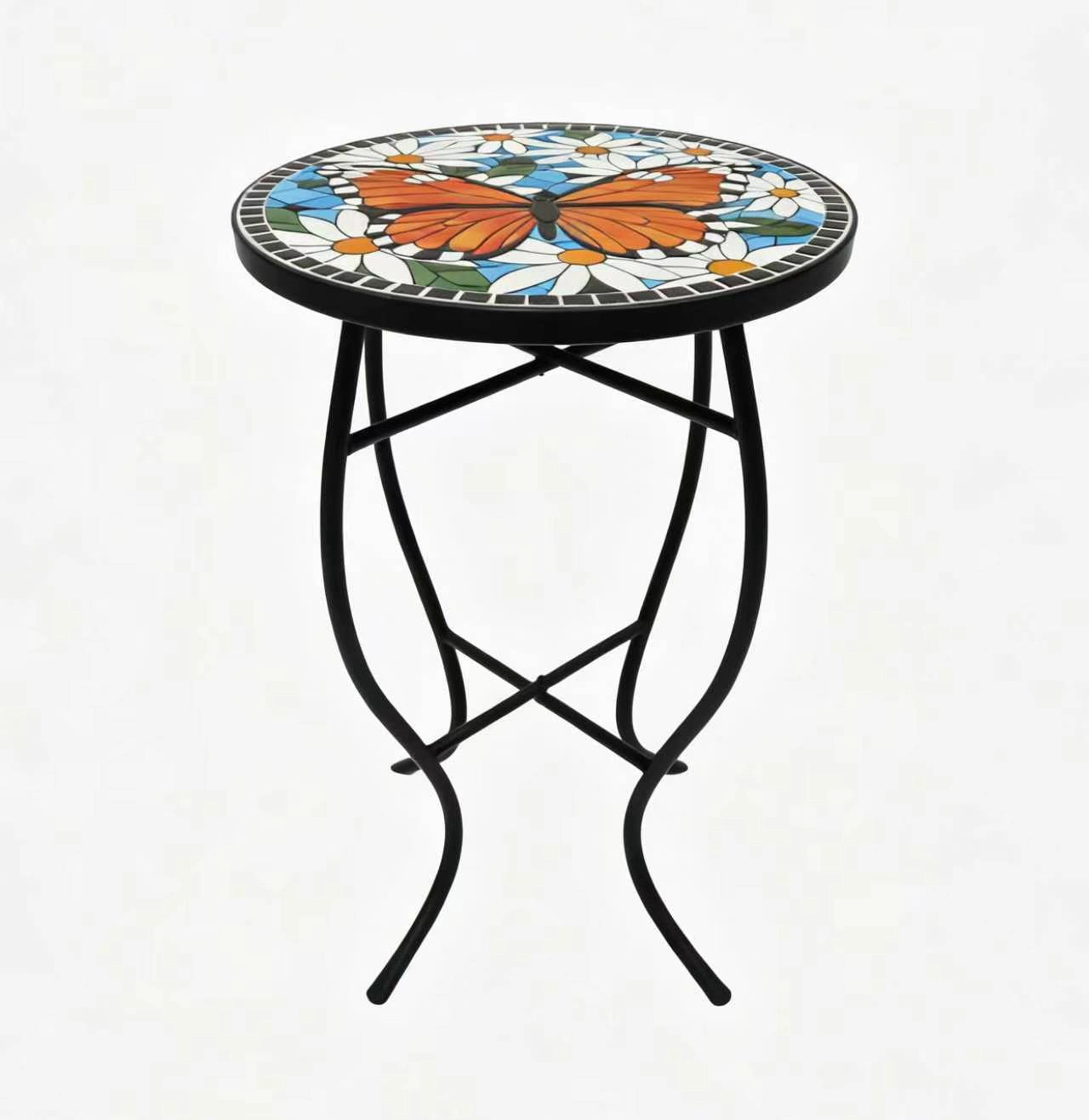 Jiallo Monarch Papillon Garden Tiles Accent Table