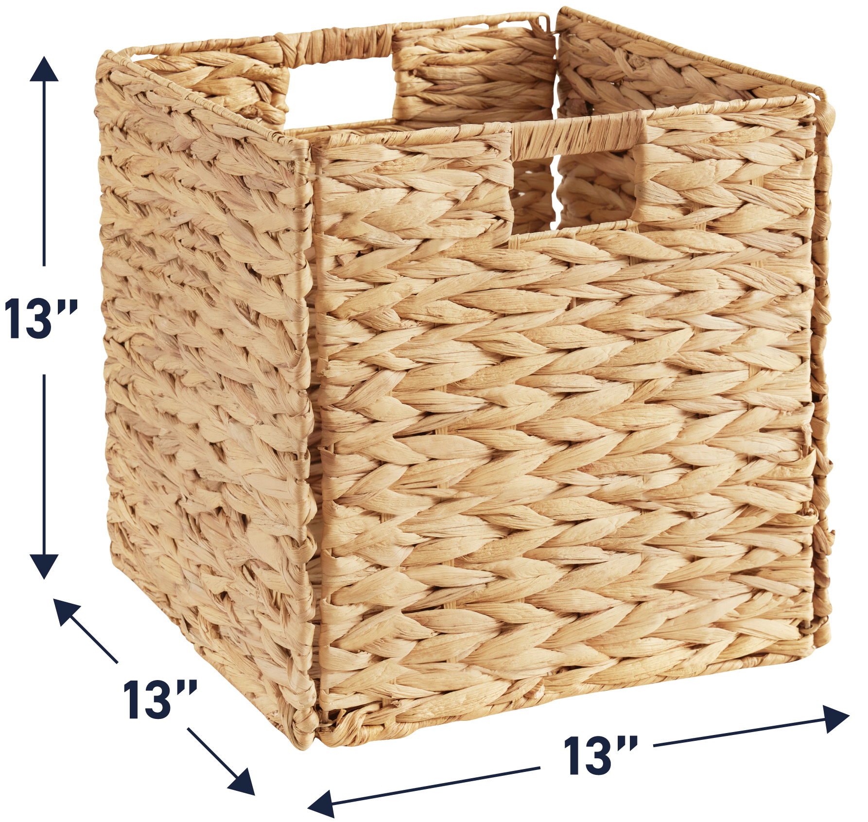 Ornavo Home 13x13in Set of Water Hyacinth Storage Cube Bin Basket