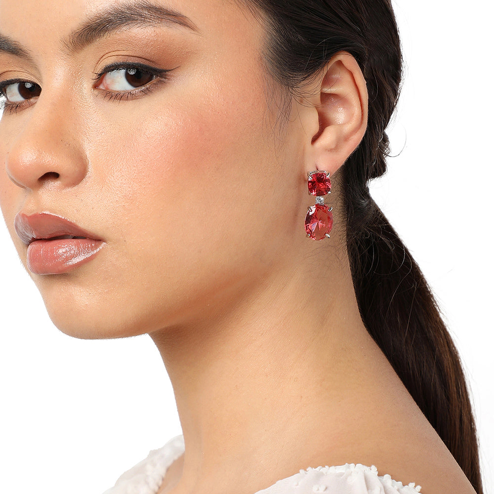 SOHI Women's Ruby Red Lady Drop Earrings
